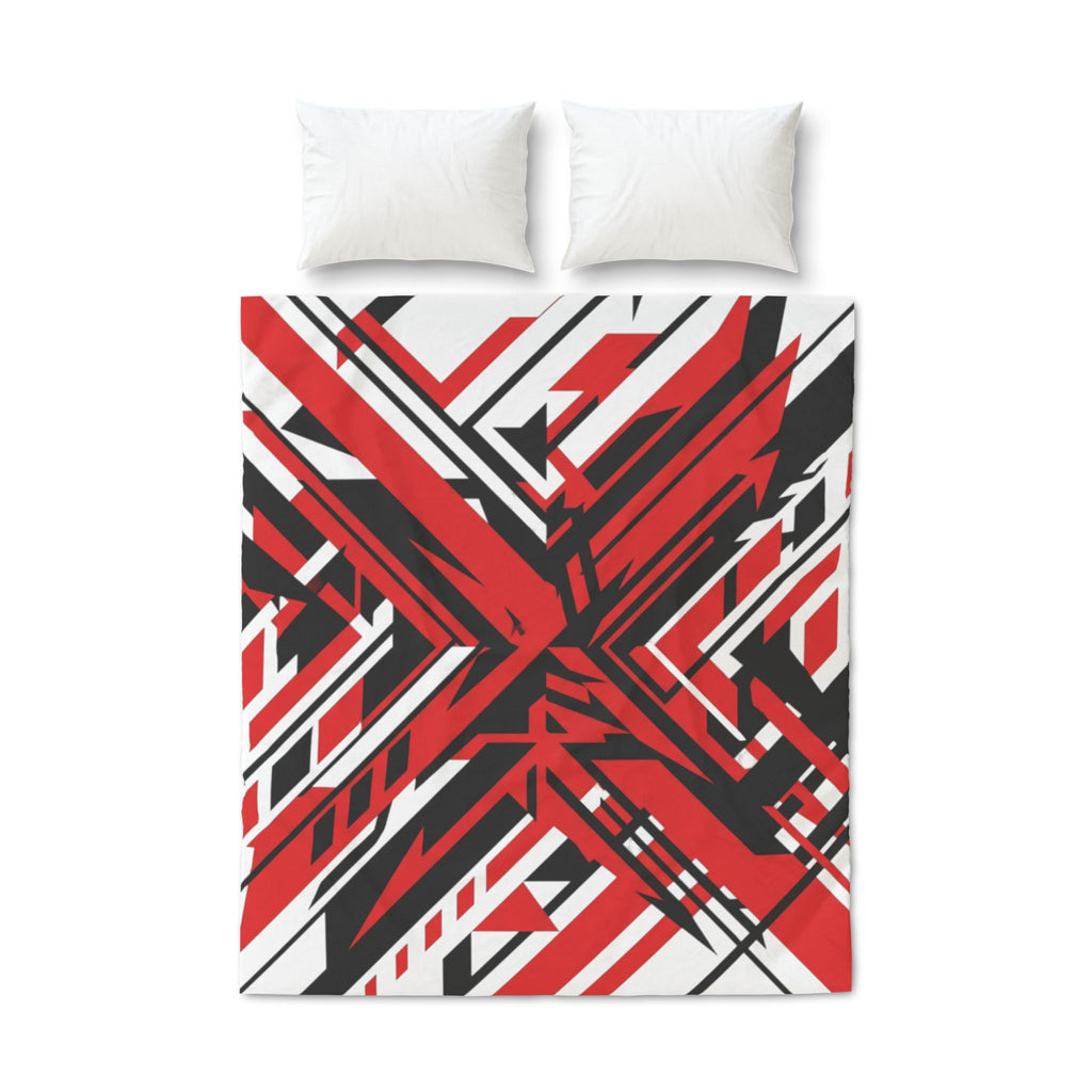 Mr Fook - Geometric Red & Black Quilt Cover Set — 3-Piece Bedding