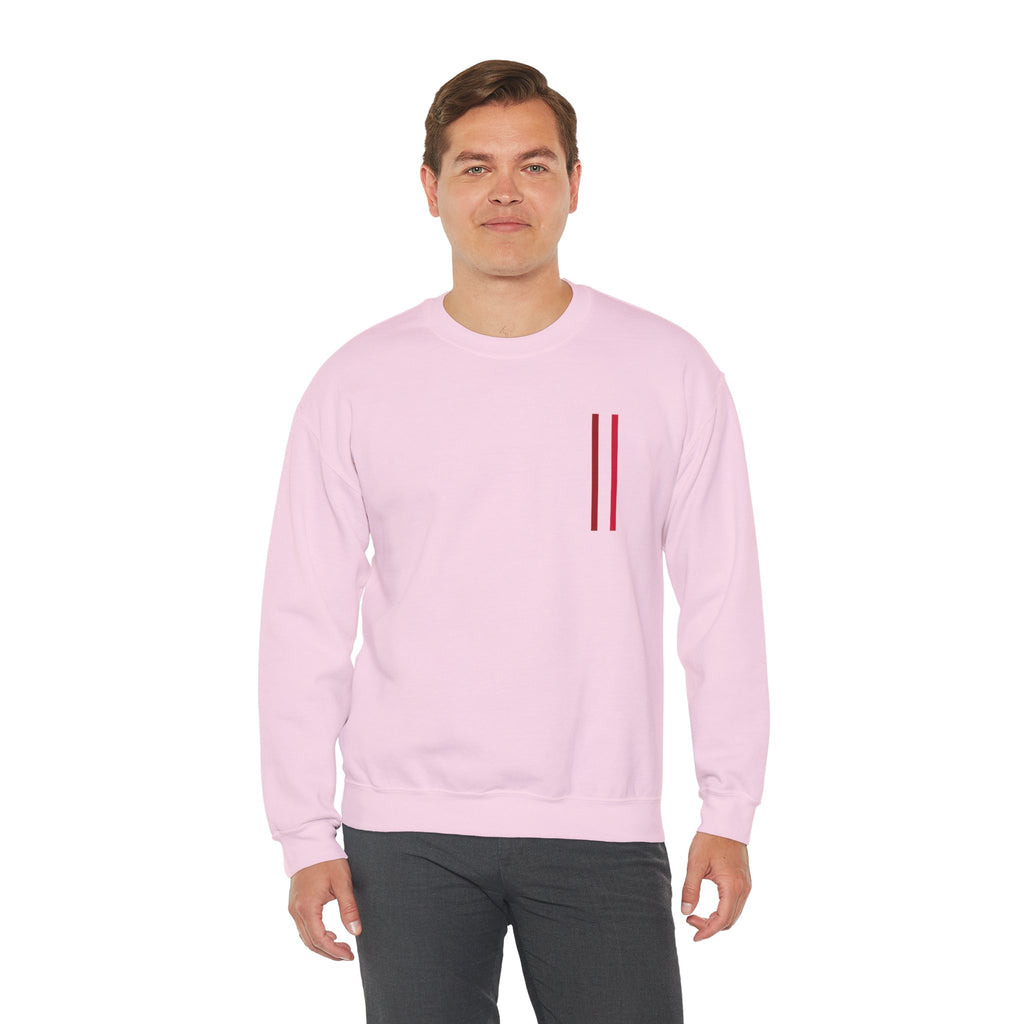 Mr Fook - Minimalist White Sweatshirt with Red Double Stripe Pocket Accent