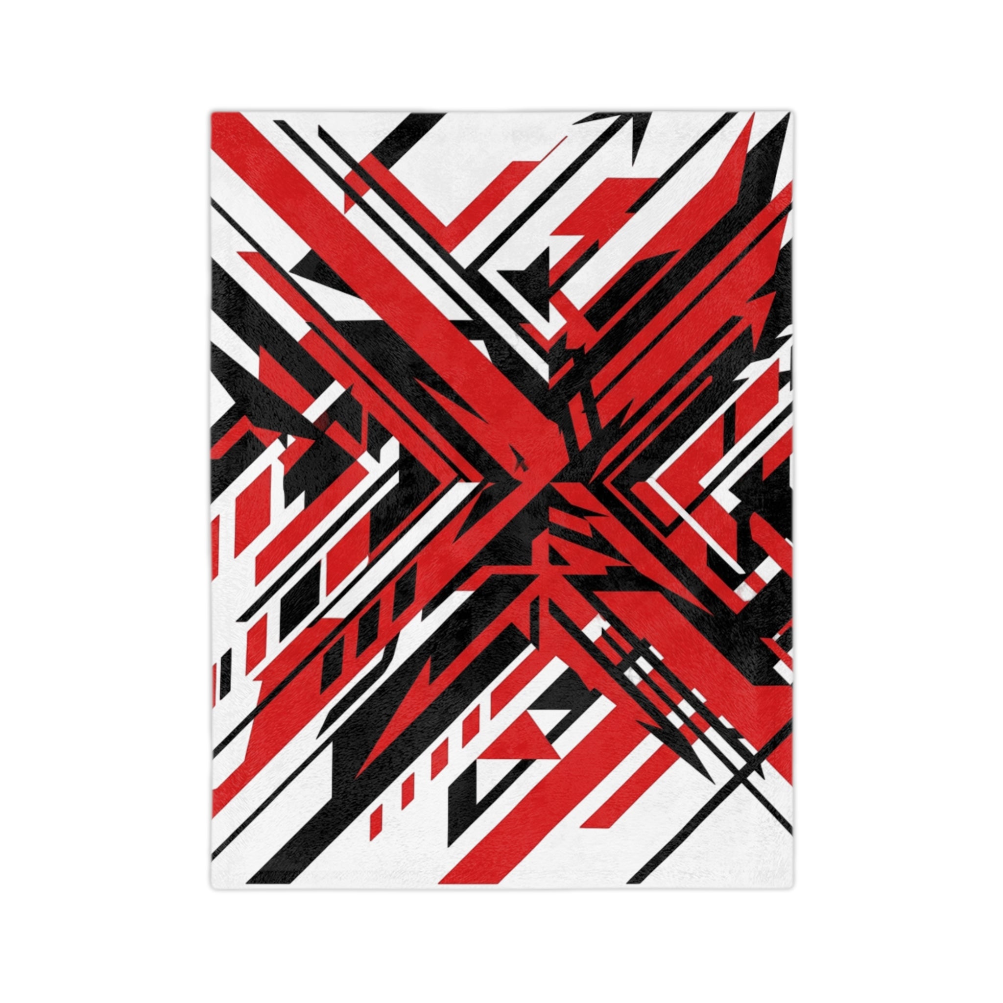 Mr Fook - Abstract Red & Black Geometric Velveteen Blanket