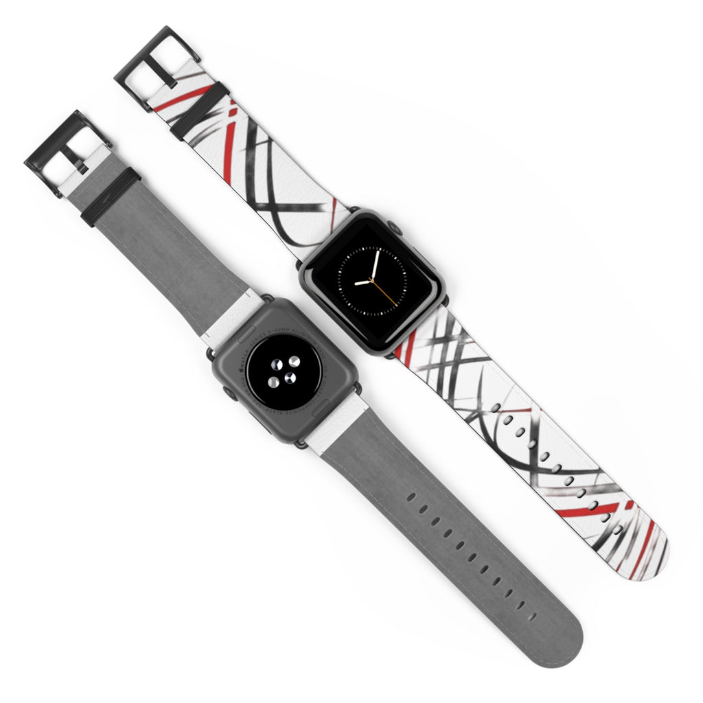Mr Fook - Abstract Red & Black Scribble Watch Band — Modern Graphic Apple Watch Strap
