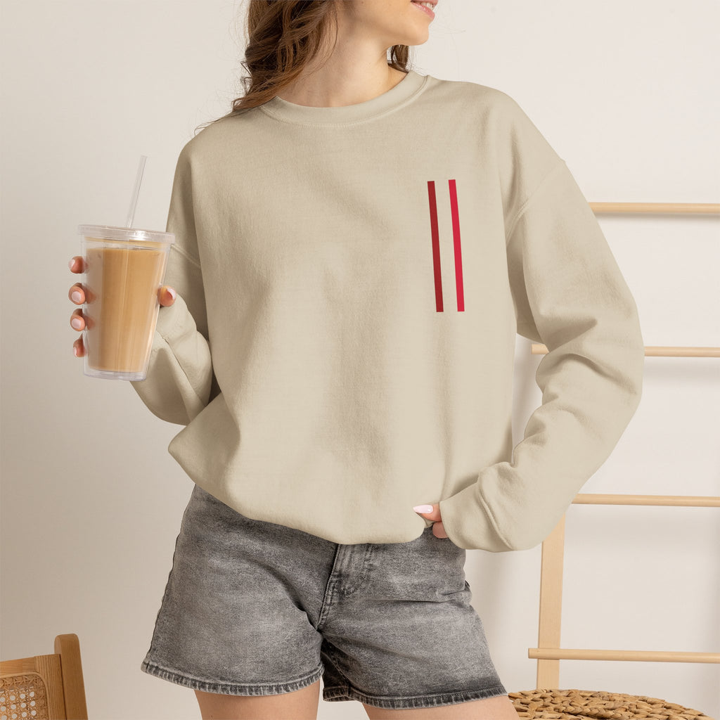 Mr Fook - Minimalist White Sweatshirt with Red Double Stripe Pocket Accent