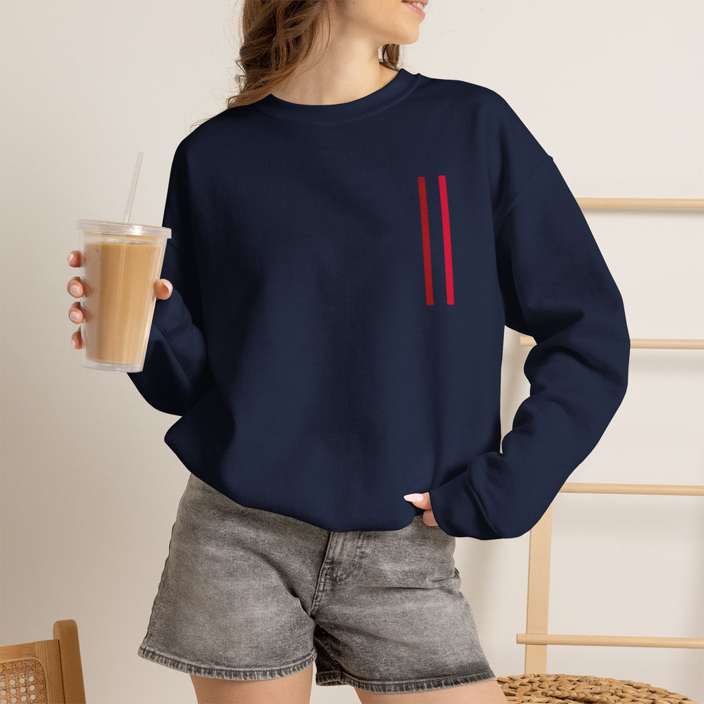 Mr Fook - Minimalist White Sweatshirt with Red Double Stripe Pocket Accent