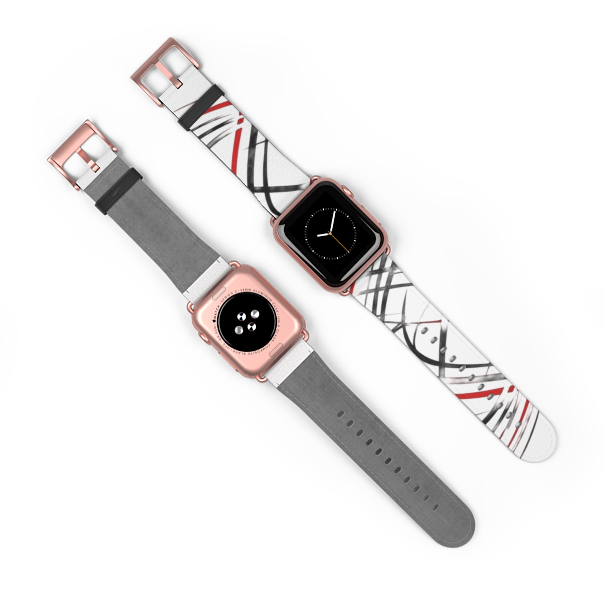 Mr Fook - Abstract Red & Black Scribble Watch Band — Modern Graphic Apple Watch Strap
