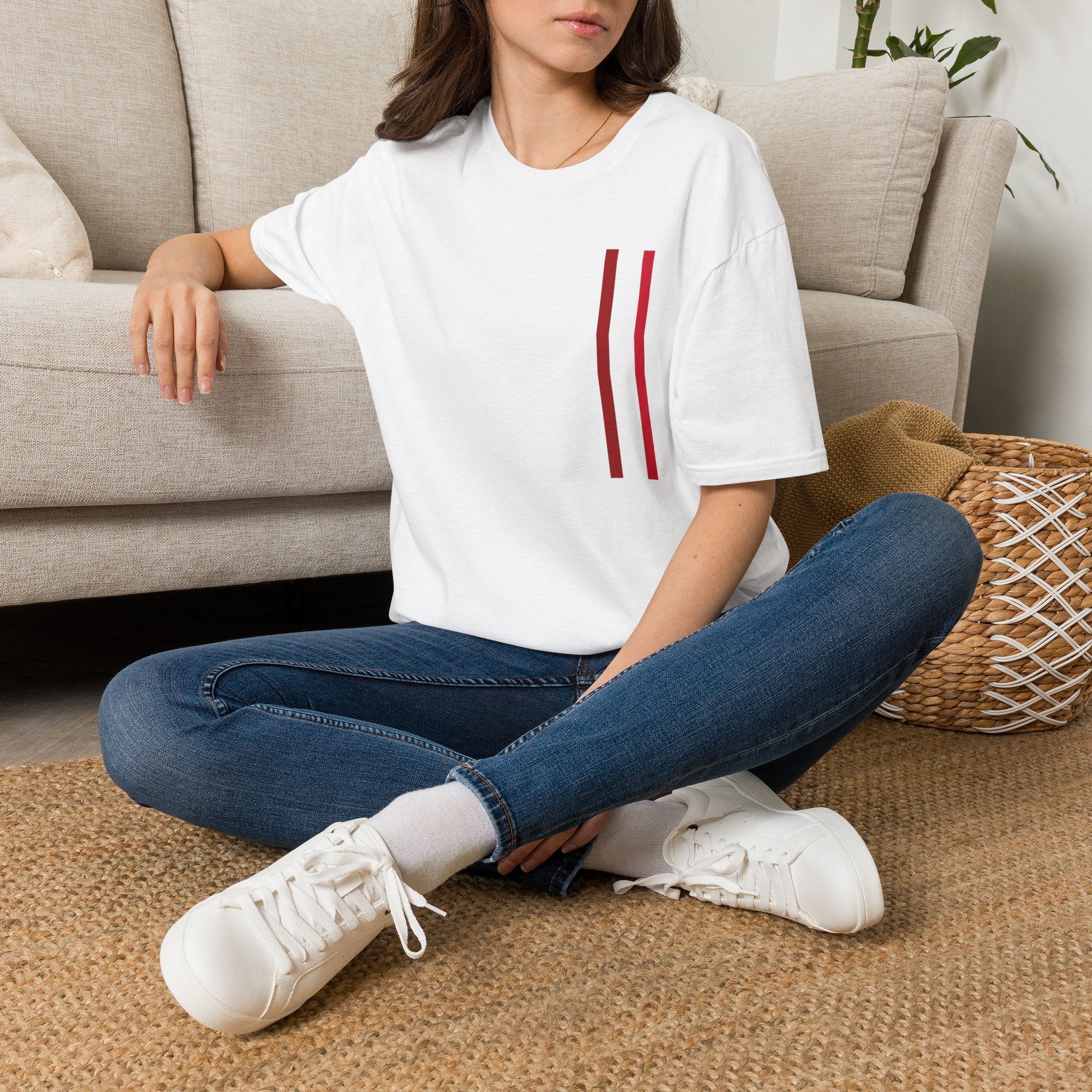 Mr Fook - Minimalist Red Stripe T-Shirt