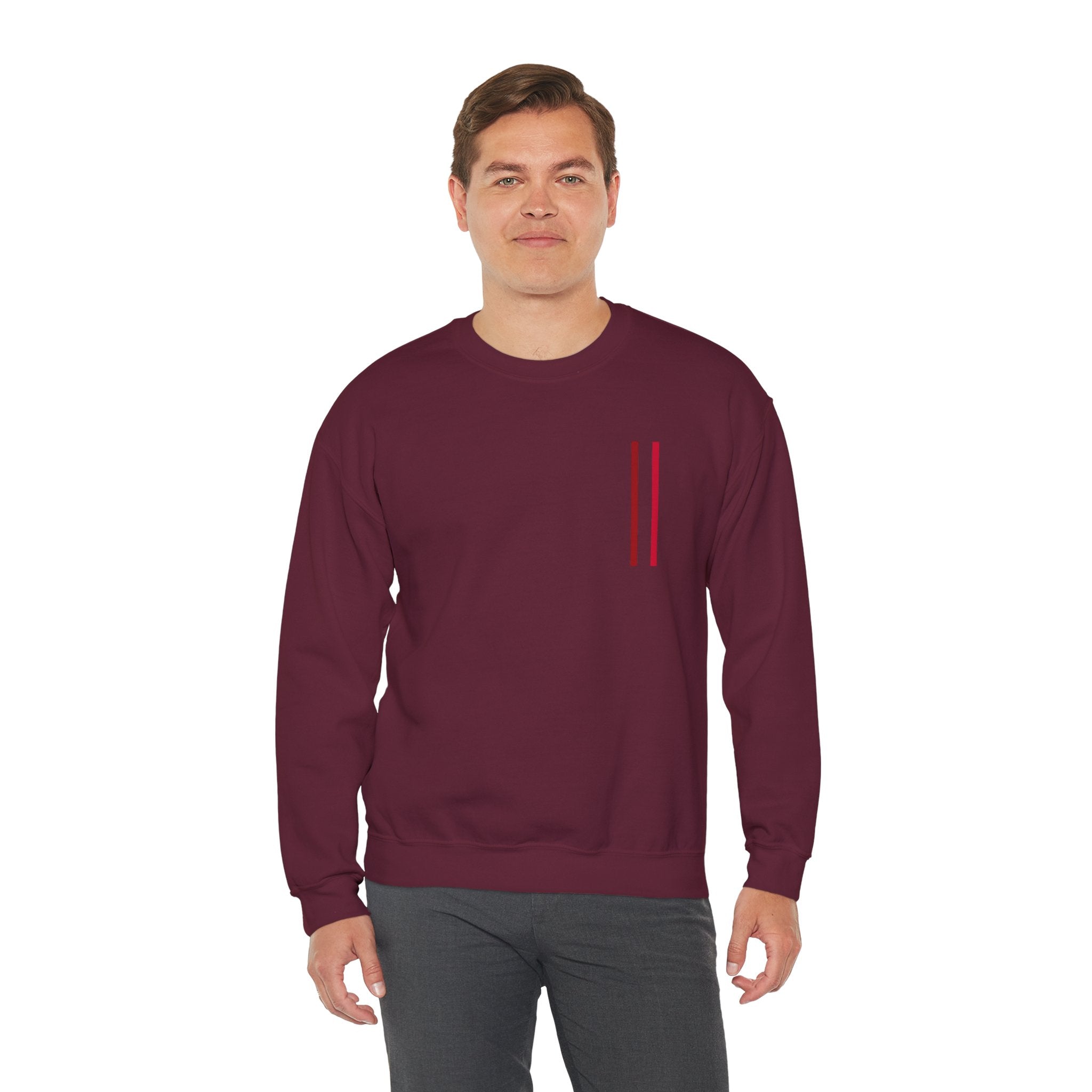 Mr Fook - Minimalist White Sweatshirt with Red Double Stripe Pocket Accent