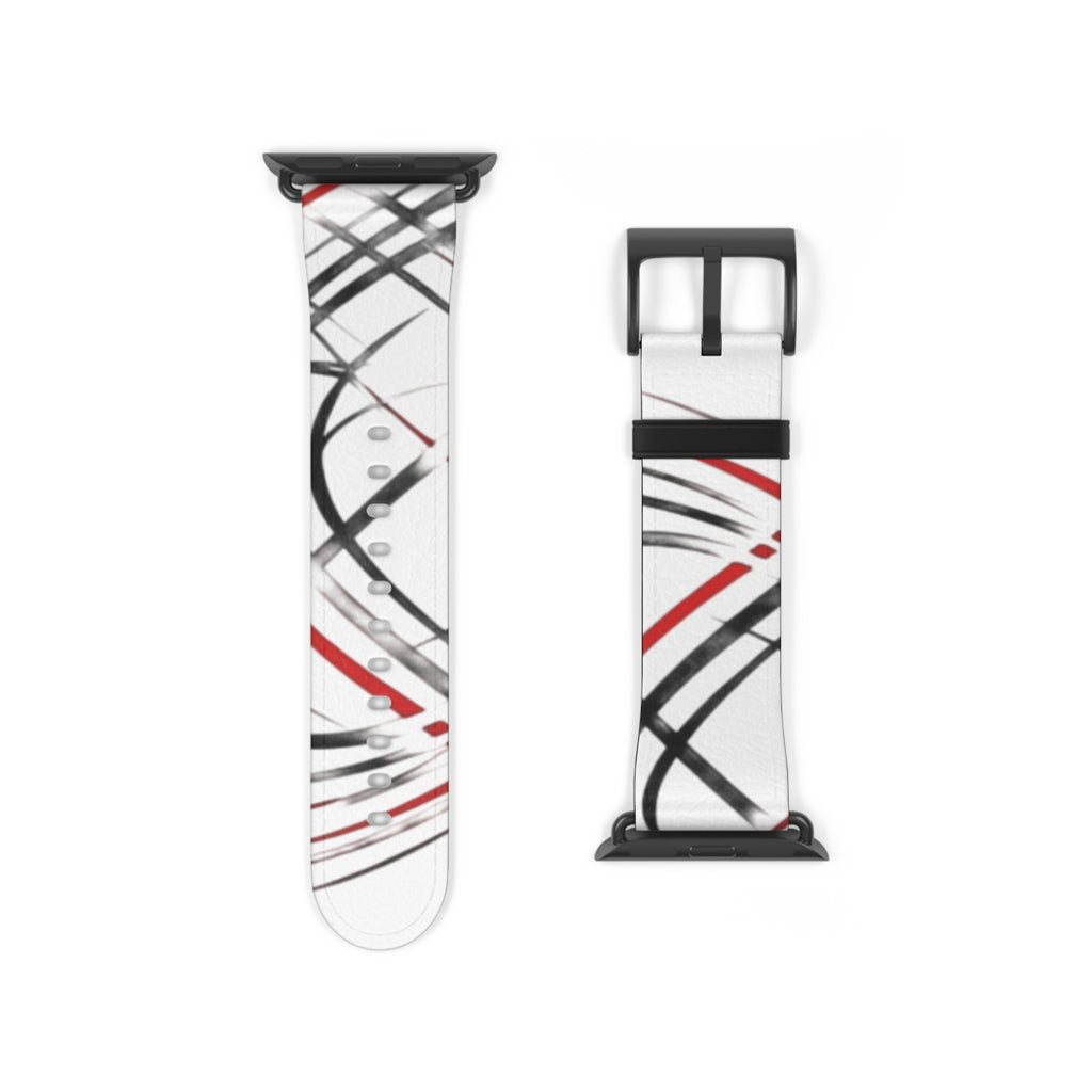 Mr Fook - Abstract Red & Black Scribble Watch Band — Modern Graphic Apple Watch Strap