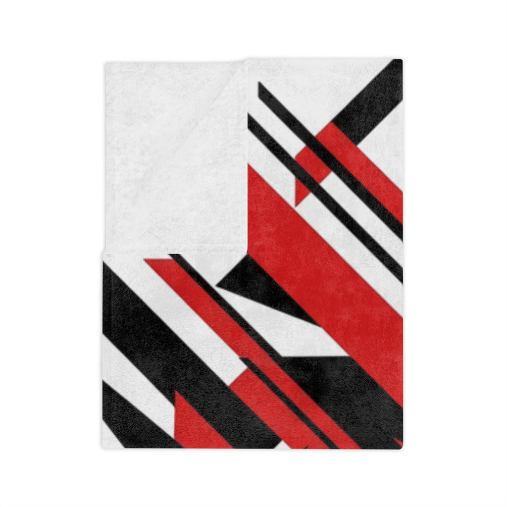 Mr Fook - Abstract Red & Black Geometric Velveteen Blanket