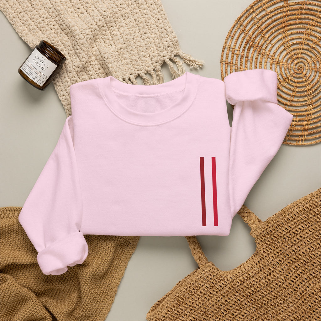 Mr Fook - Minimalist White Sweatshirt with Red Double Stripe Pocket Accent