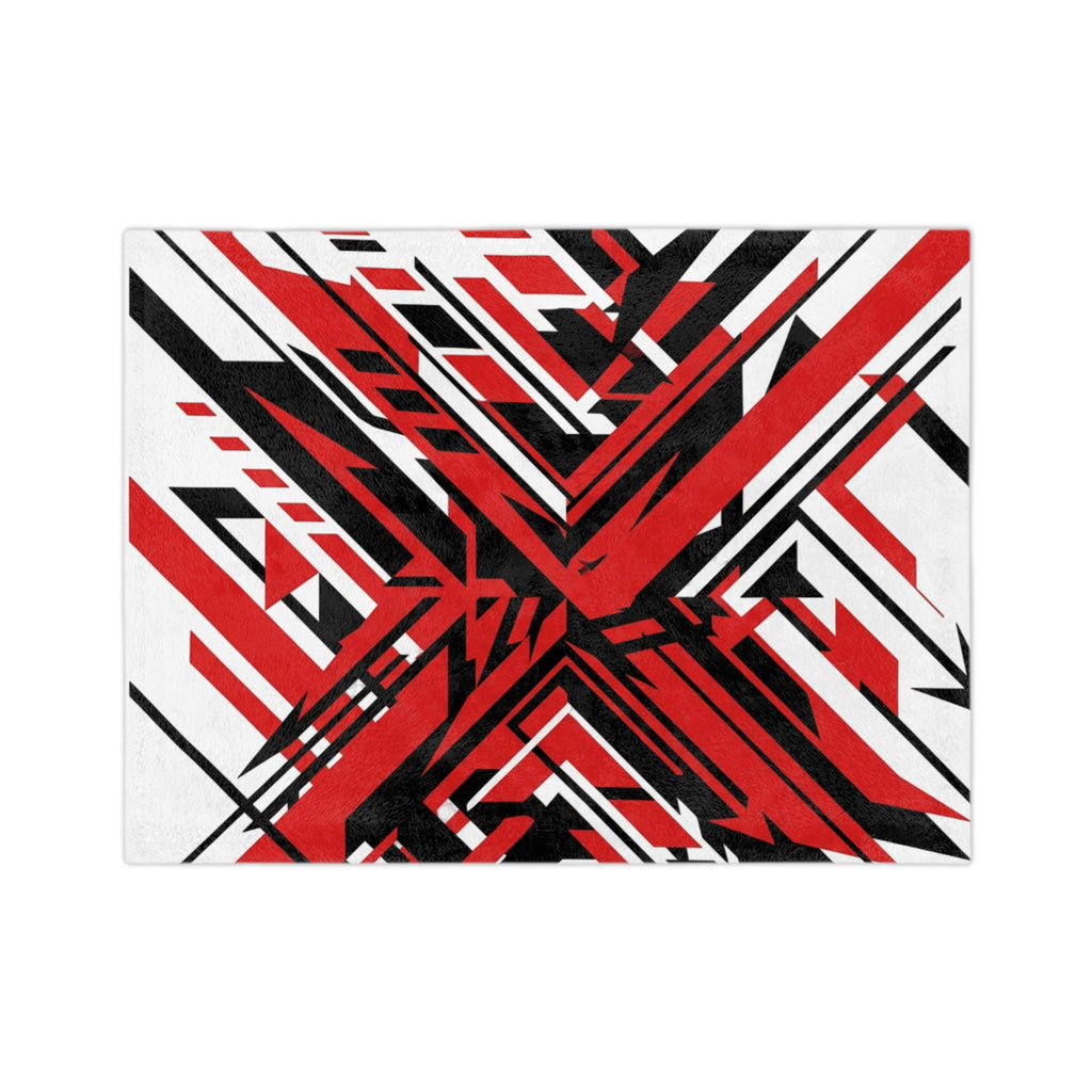 Mr Fook - Abstract Red & Black Geometric Velveteen Blanket