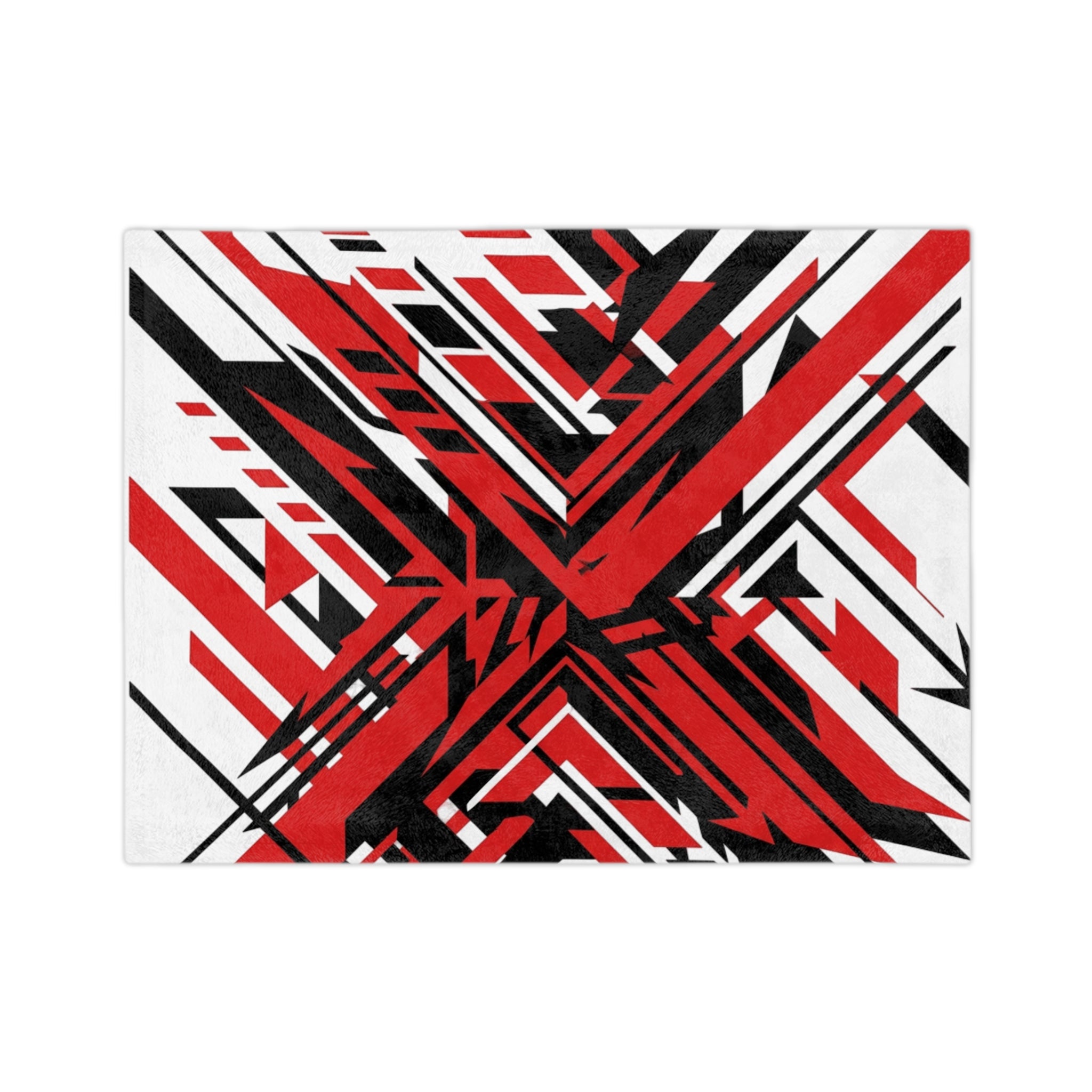 Mr Fook - Abstract Red & Black Geometric Velveteen Blanket