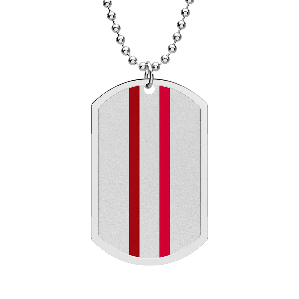 Mr Fook - Striped  Red Accent Metal Necklace