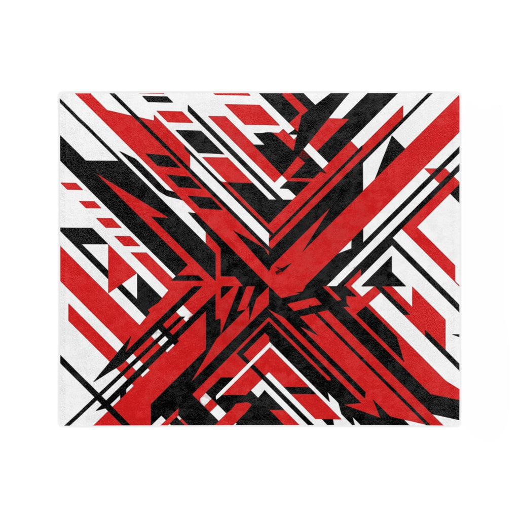 Mr Fook - Abstract Red & Black Geometric Velveteen Blanket