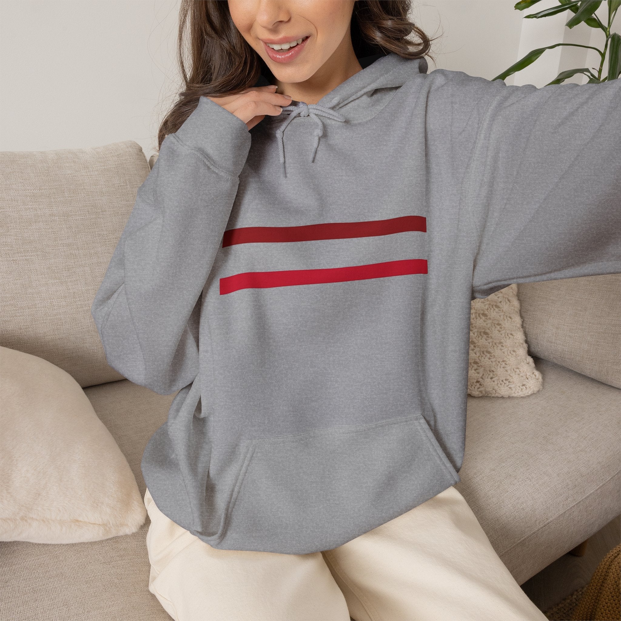 Mr Fook - Original  Minimalist Red Stripe Hoodie