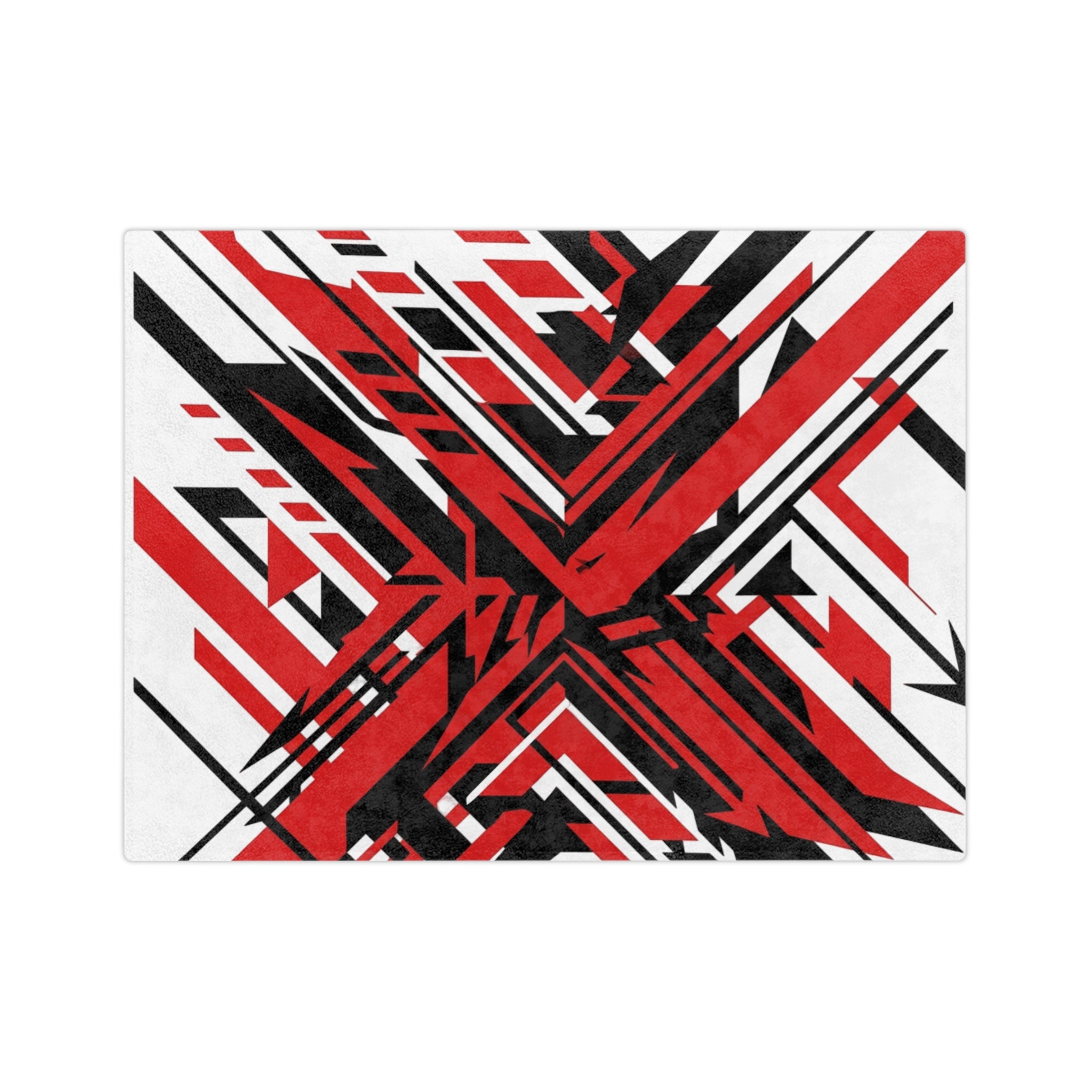 Mr Fook - Abstract Red & Black Geometric Velveteen Blanket