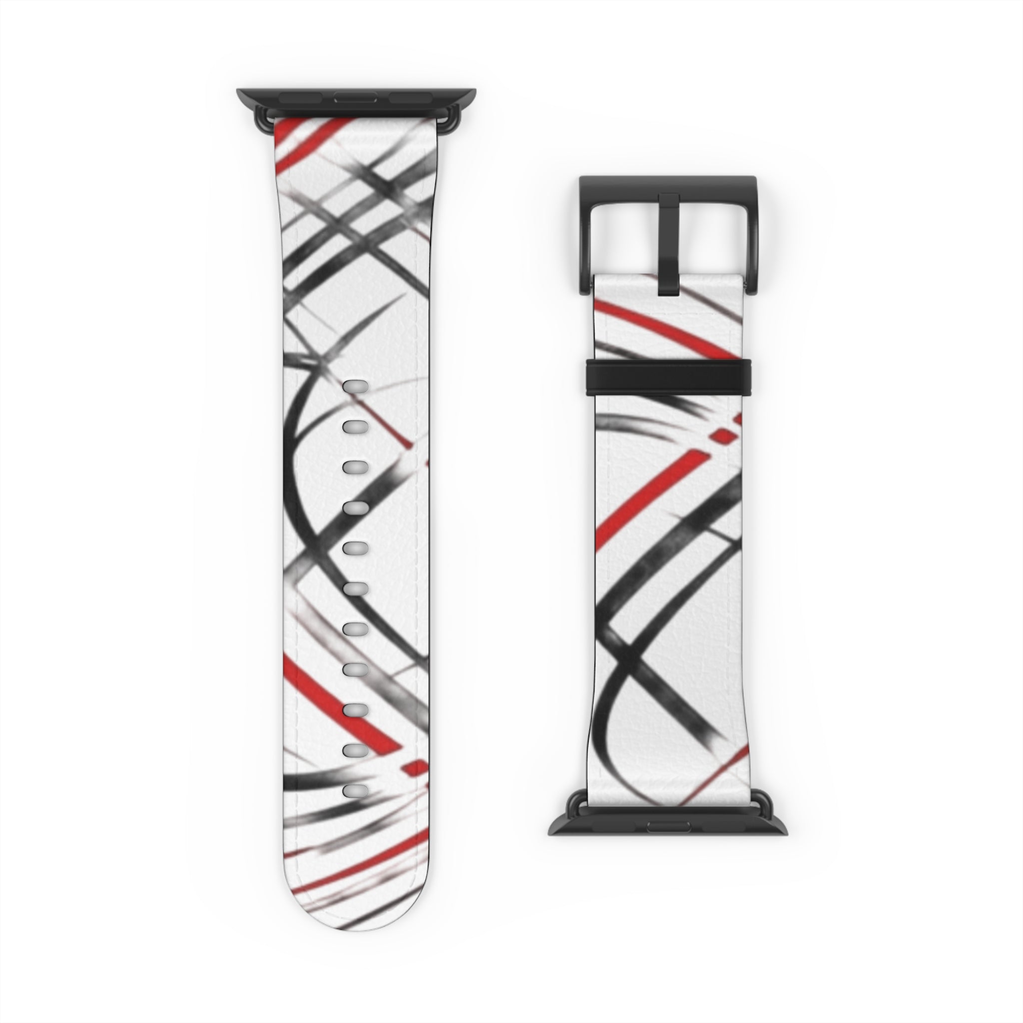Mr Fook - Abstract Red & Black Scribble Watch Band — Modern Graphic Apple Watch Strap