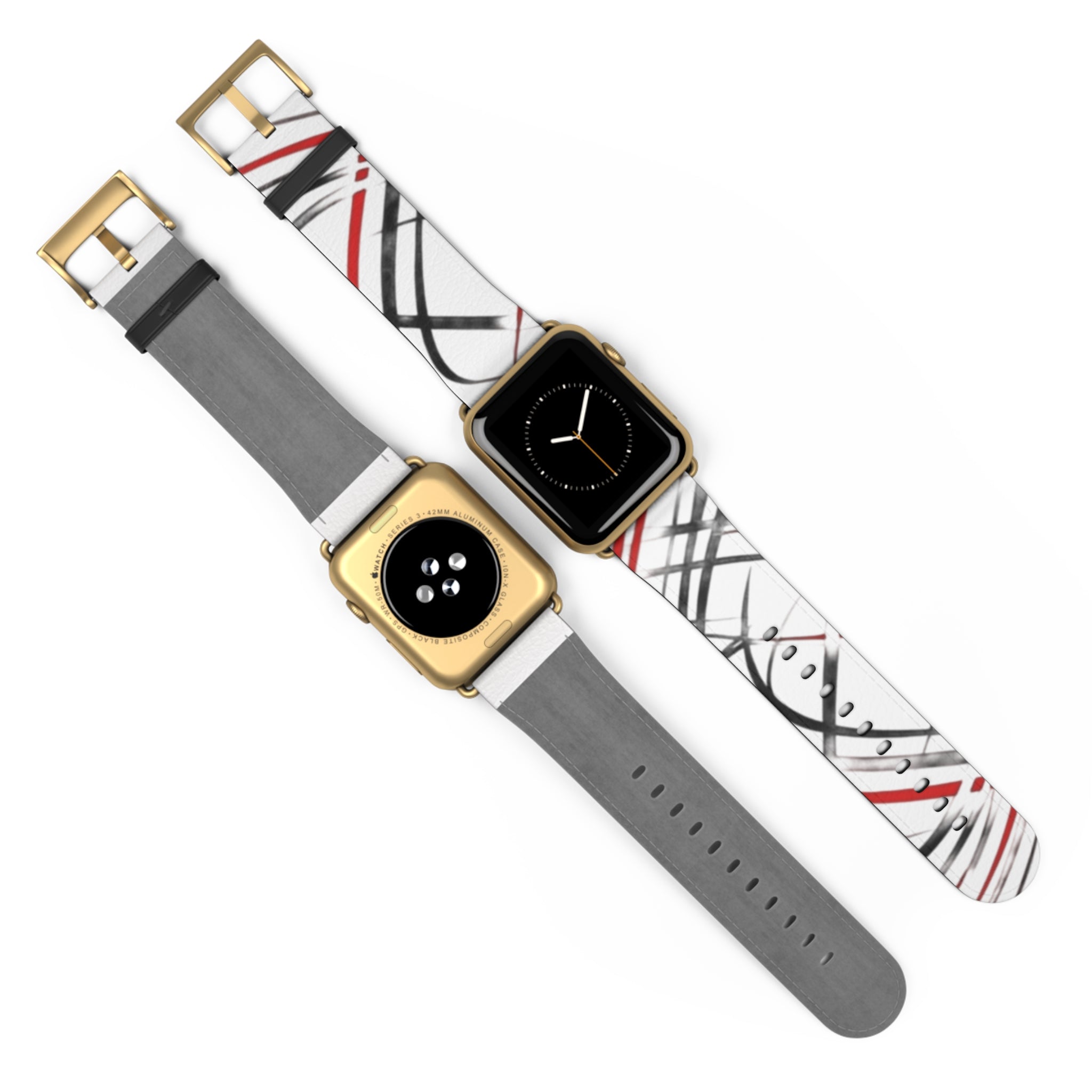 Mr Fook - Abstract Red & Black Scribble Watch Band — Modern Graphic Apple Watch Strap
