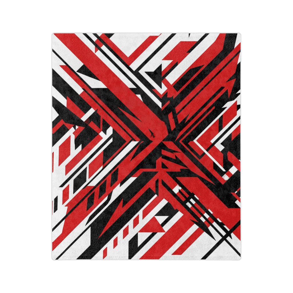 Mr Fook - Abstract Red & Black Geometric Velveteen Blanket