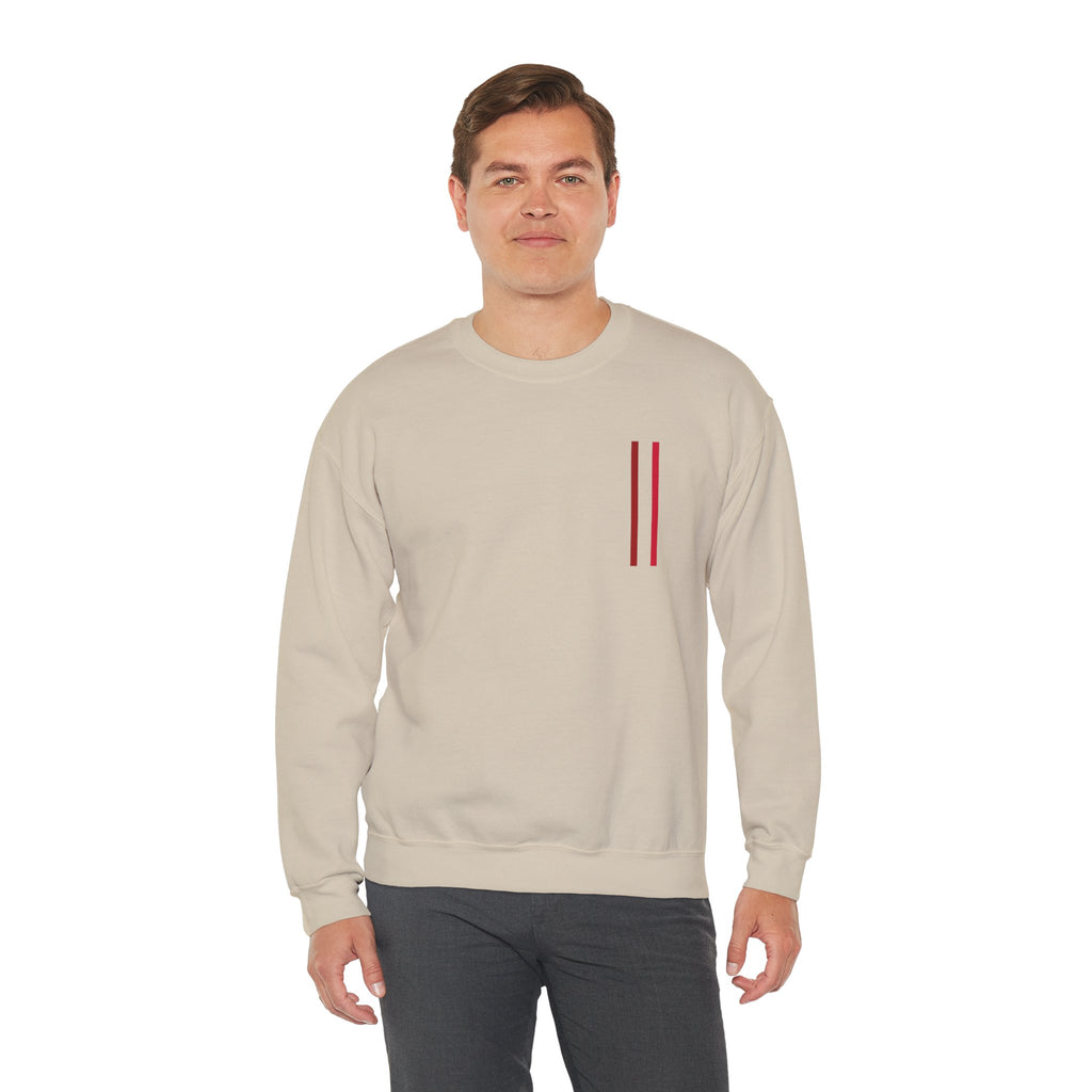 Mr Fook - Minimalist White Sweatshirt with Red Double Stripe Pocket Accent