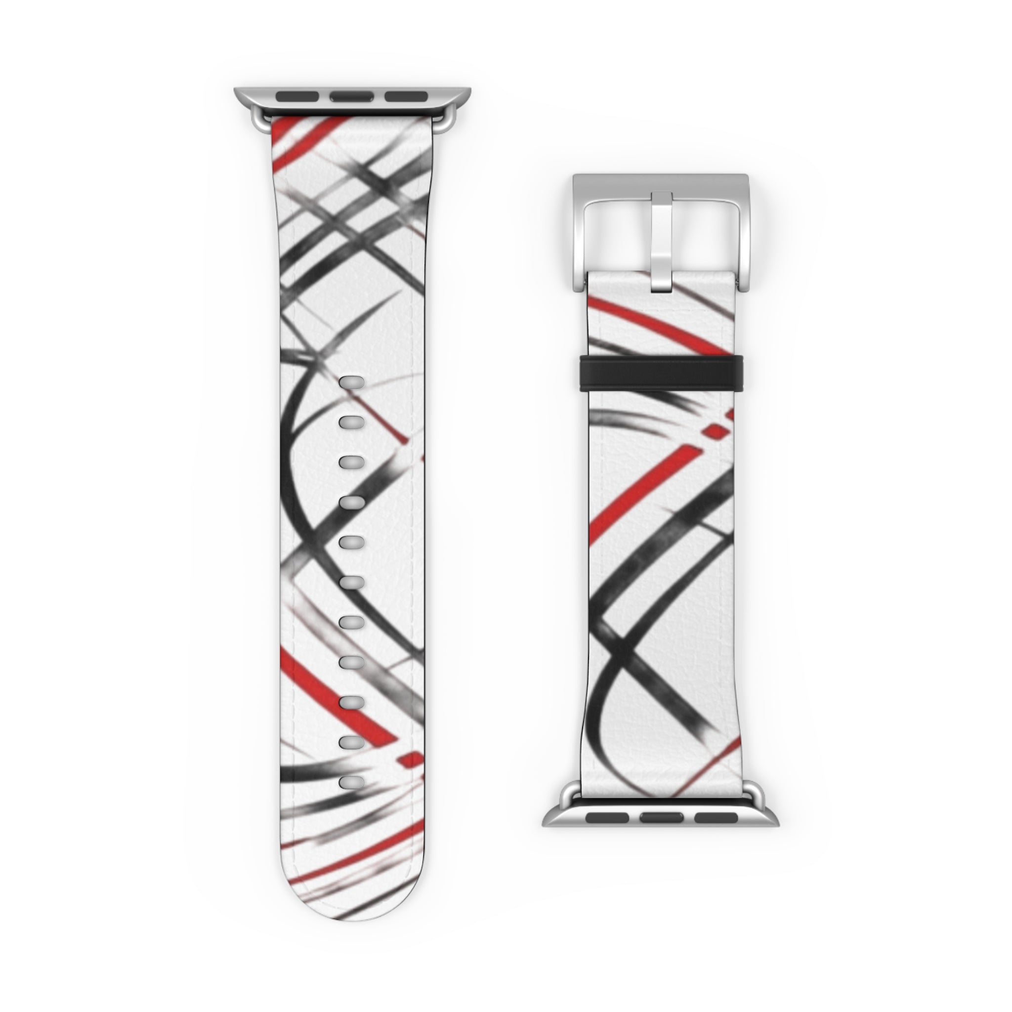 Mr Fook - Abstract Red & Black Scribble Watch Band — Modern Graphic Apple Watch Strap