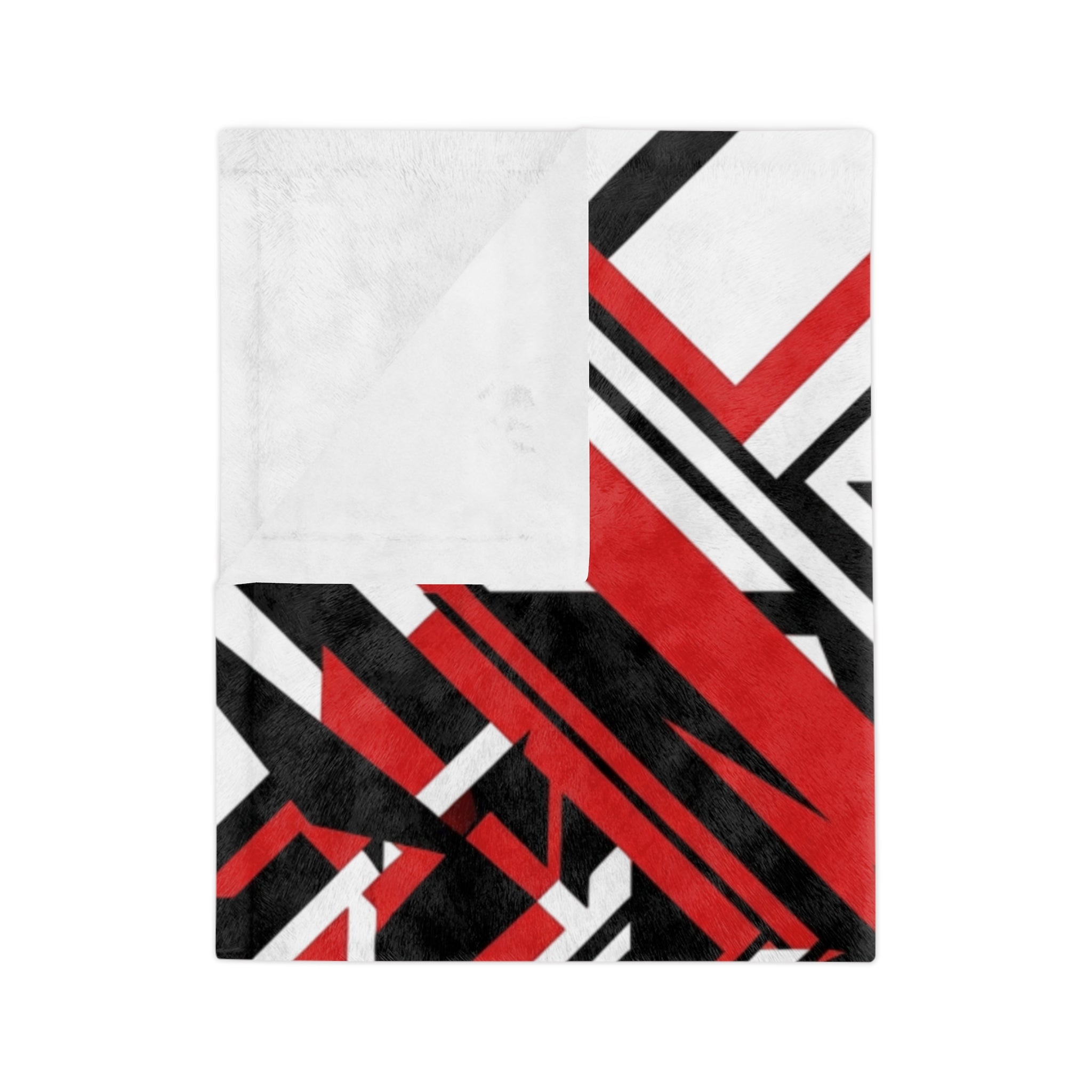 Mr Fook - Abstract Red & Black Geometric Velveteen Blanket