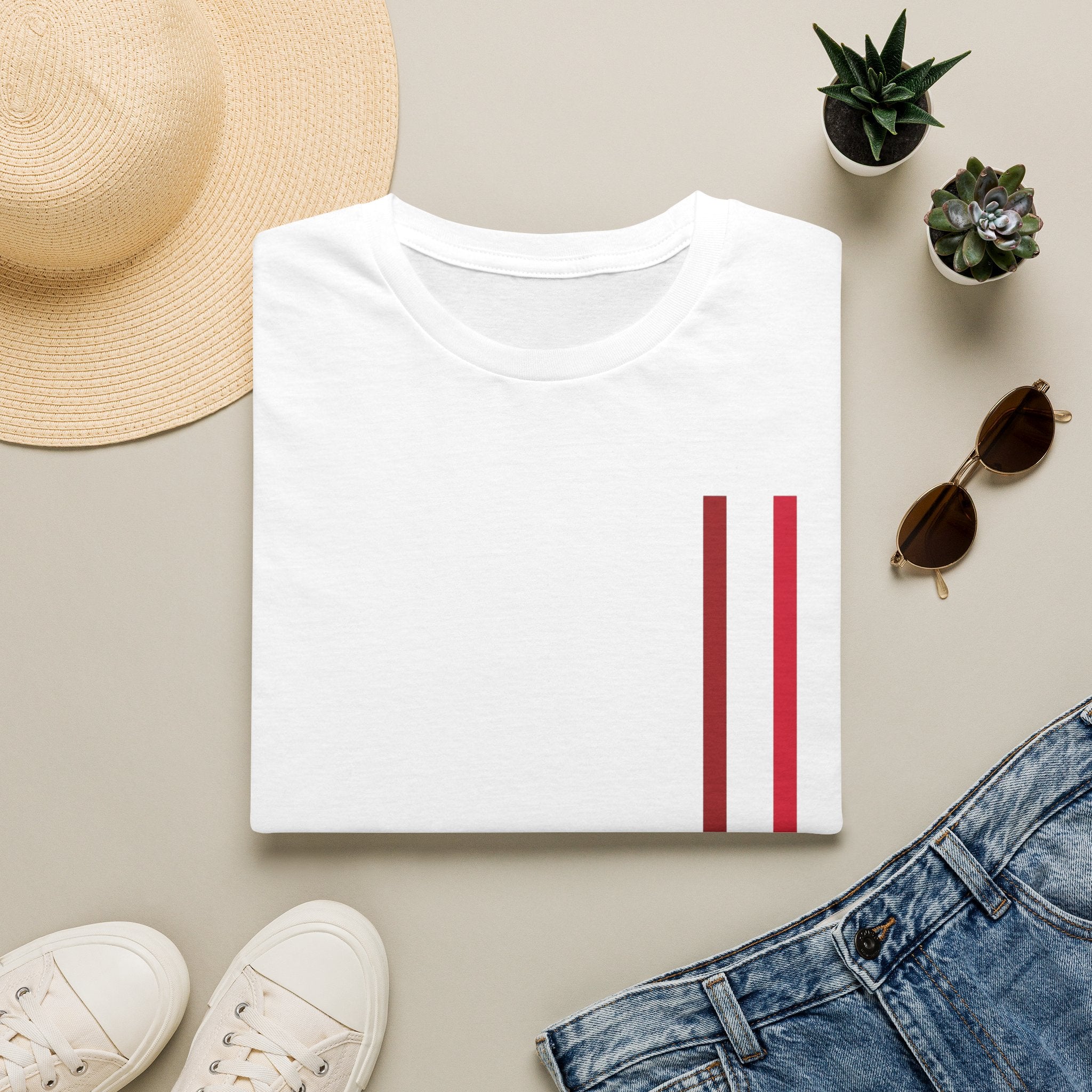Mr Fook - Minimalist Red Stripe T-Shirt