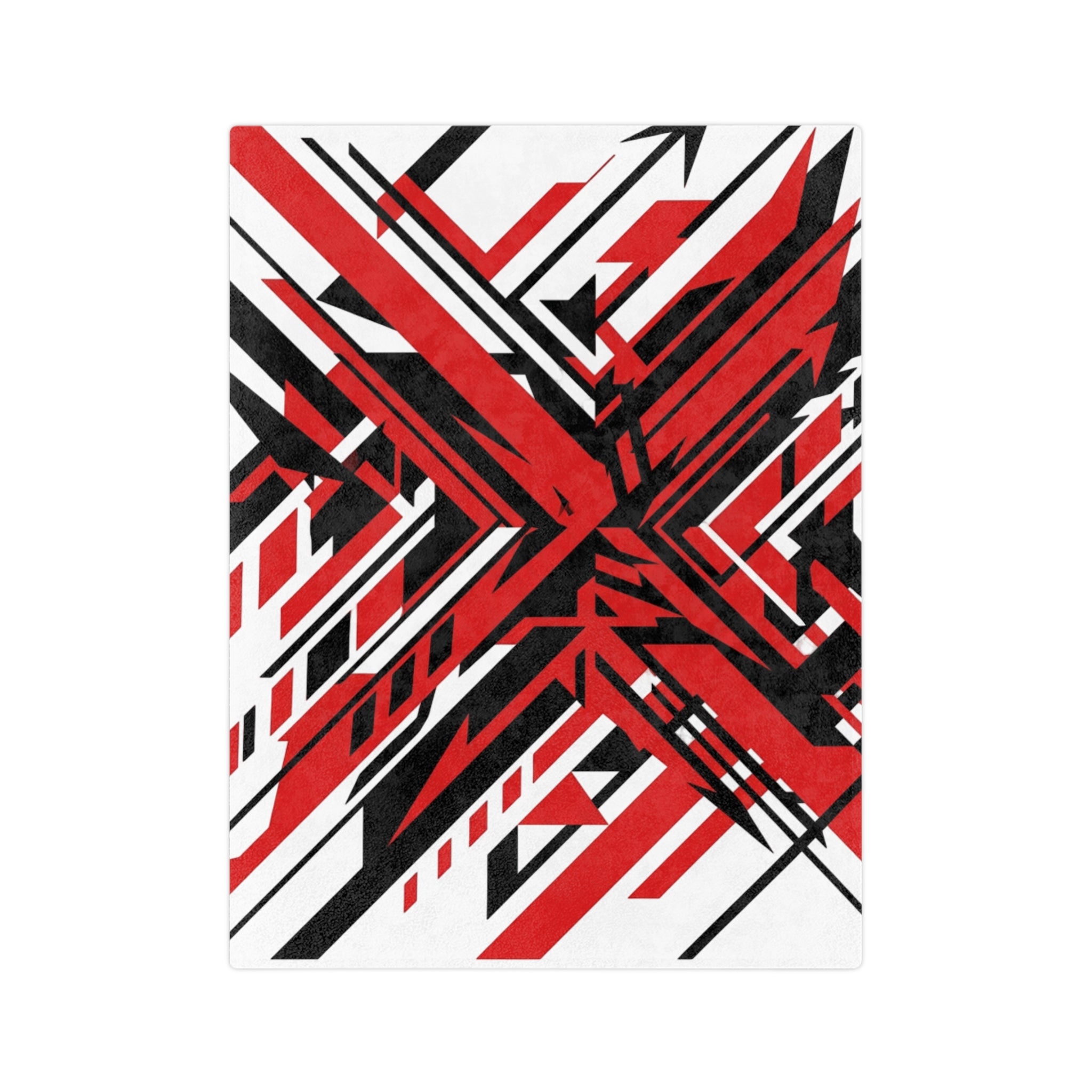 Mr Fook - Abstract Red & Black Geometric Velveteen Blanket