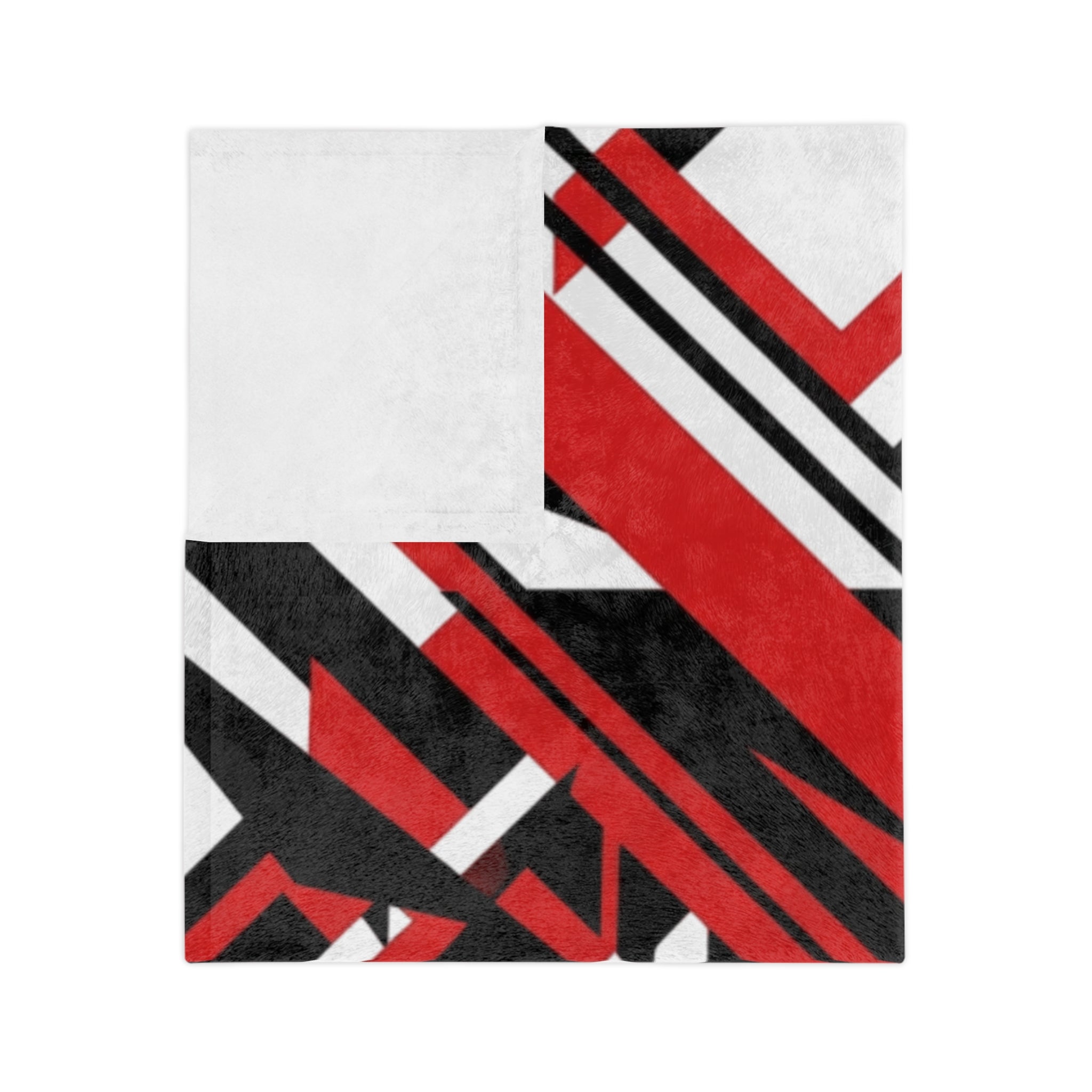 Mr Fook - Abstract Red & Black Geometric Velveteen Blanket