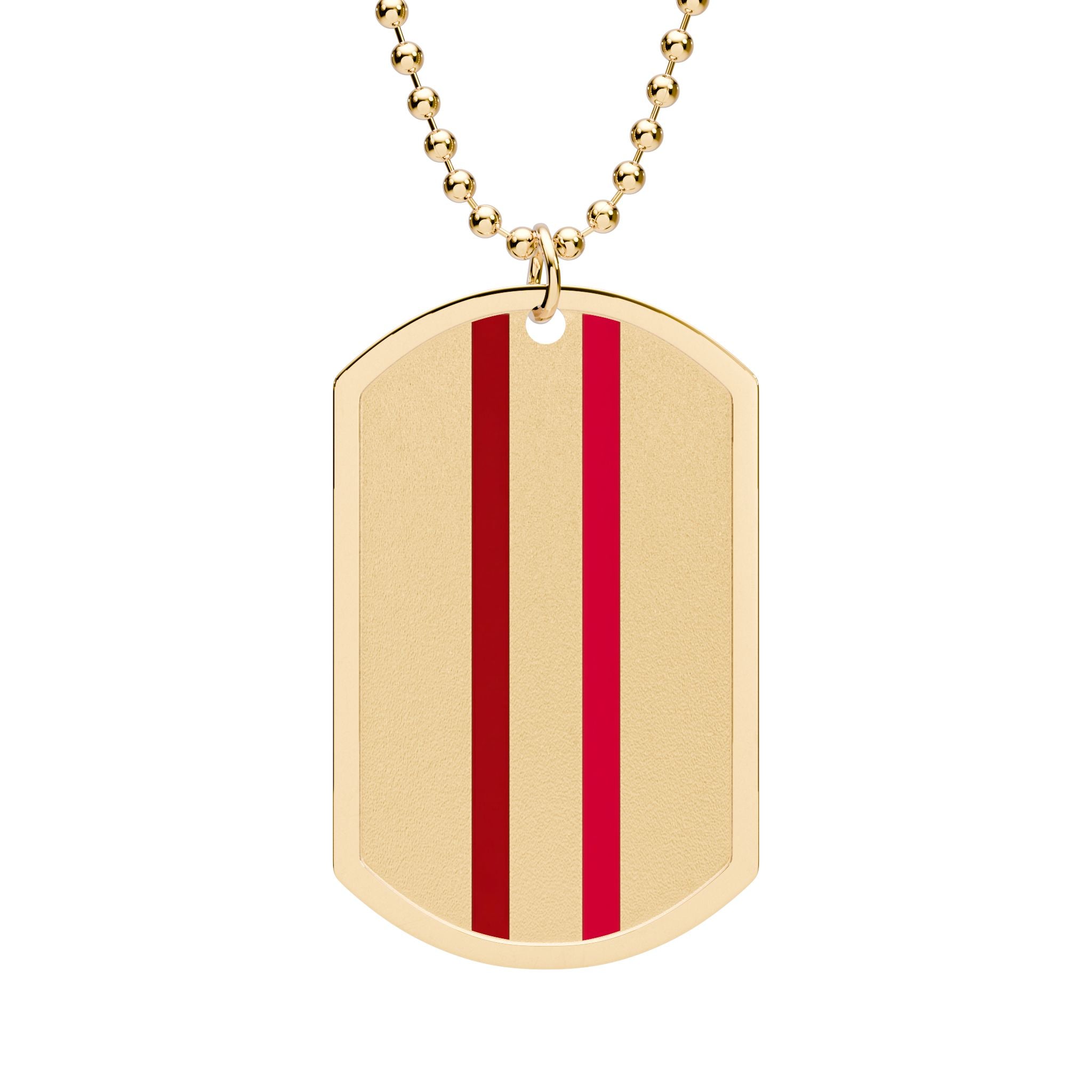 Mr Fook - Striped  Red Accent Metal Necklace
