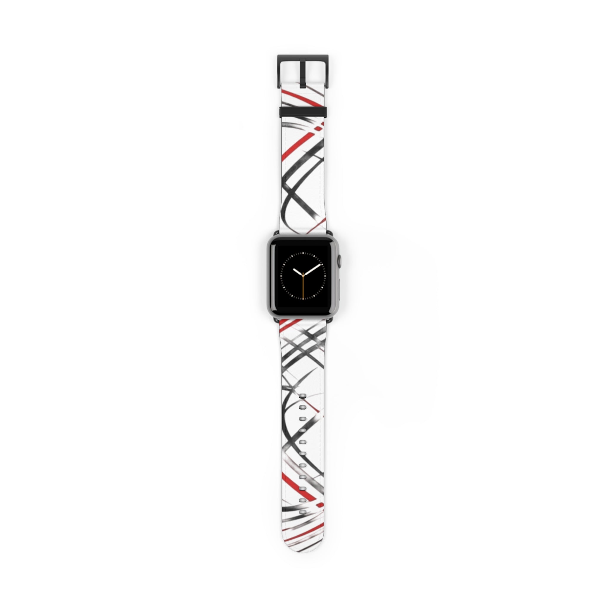 Mr Fook - Abstract Red & Black Scribble Watch Band — Modern Graphic Apple Watch Strap