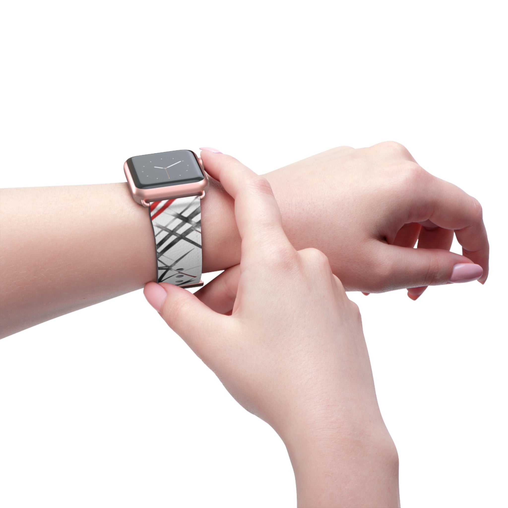 Mr Fook - Abstract Red & Black Scribble Watch Band — Modern Graphic Apple Watch Strap