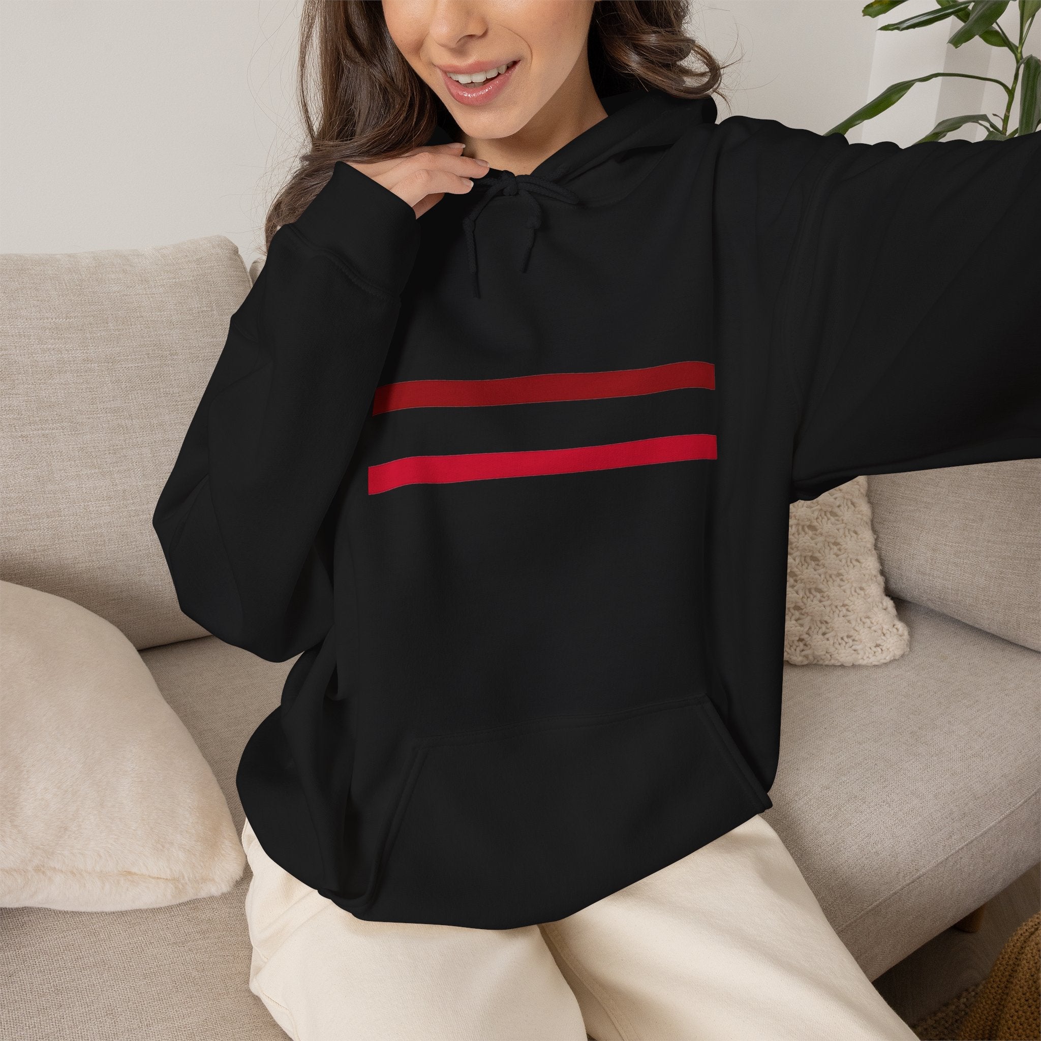 Mr Fook - Original  Minimalist Red Stripe Hoodie