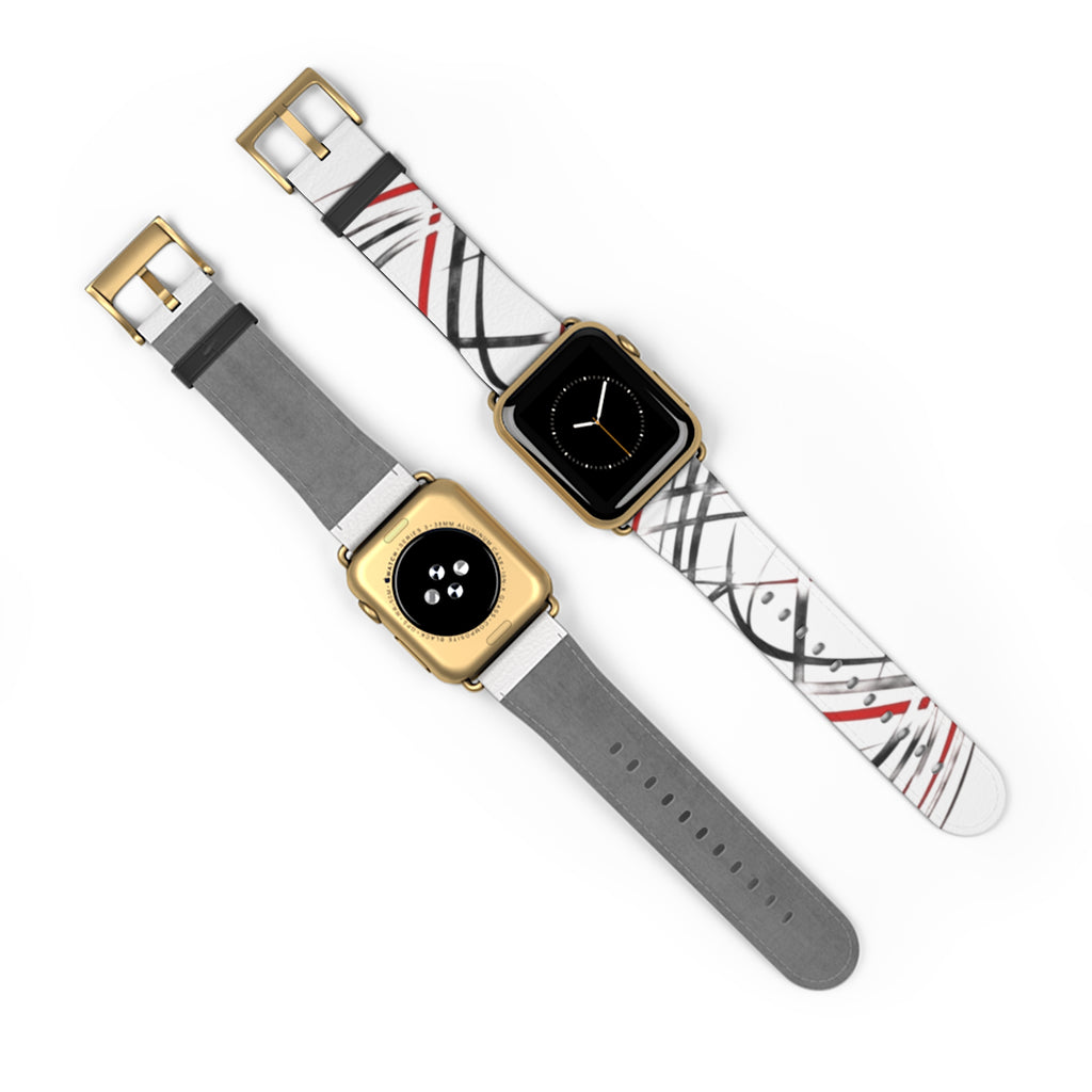 Mr Fook - Abstract Red & Black Scribble Watch Band — Modern Graphic Apple Watch Strap