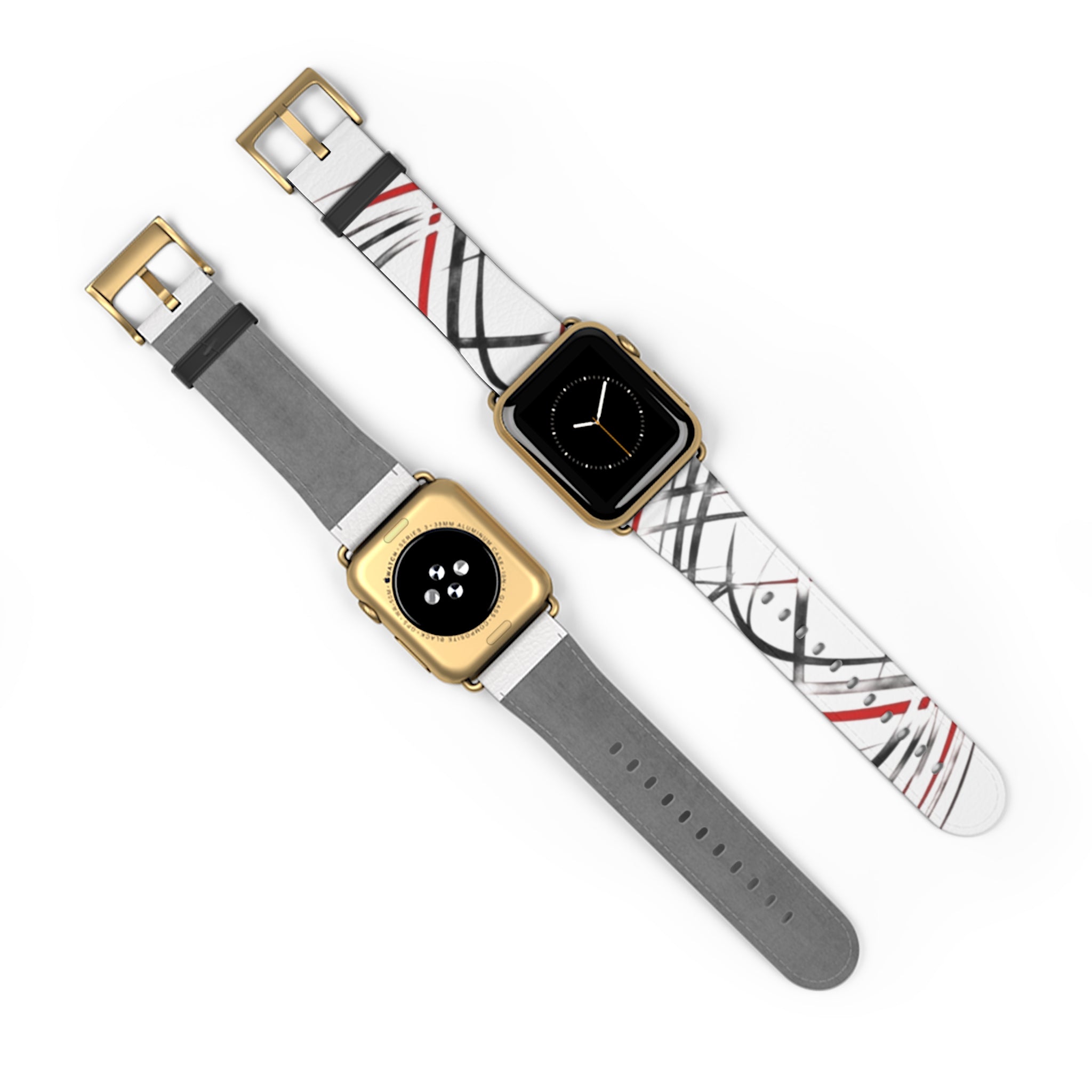 Mr Fook - Abstract Red & Black Scribble Watch Band — Modern Graphic Apple Watch Strap