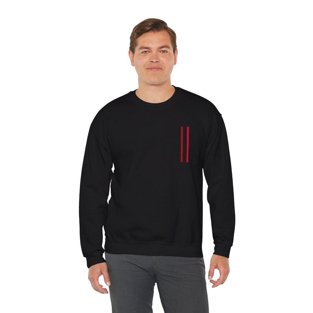 Mr Fook - Minimalist White Sweatshirt with Red Double Stripe Pocket Accent