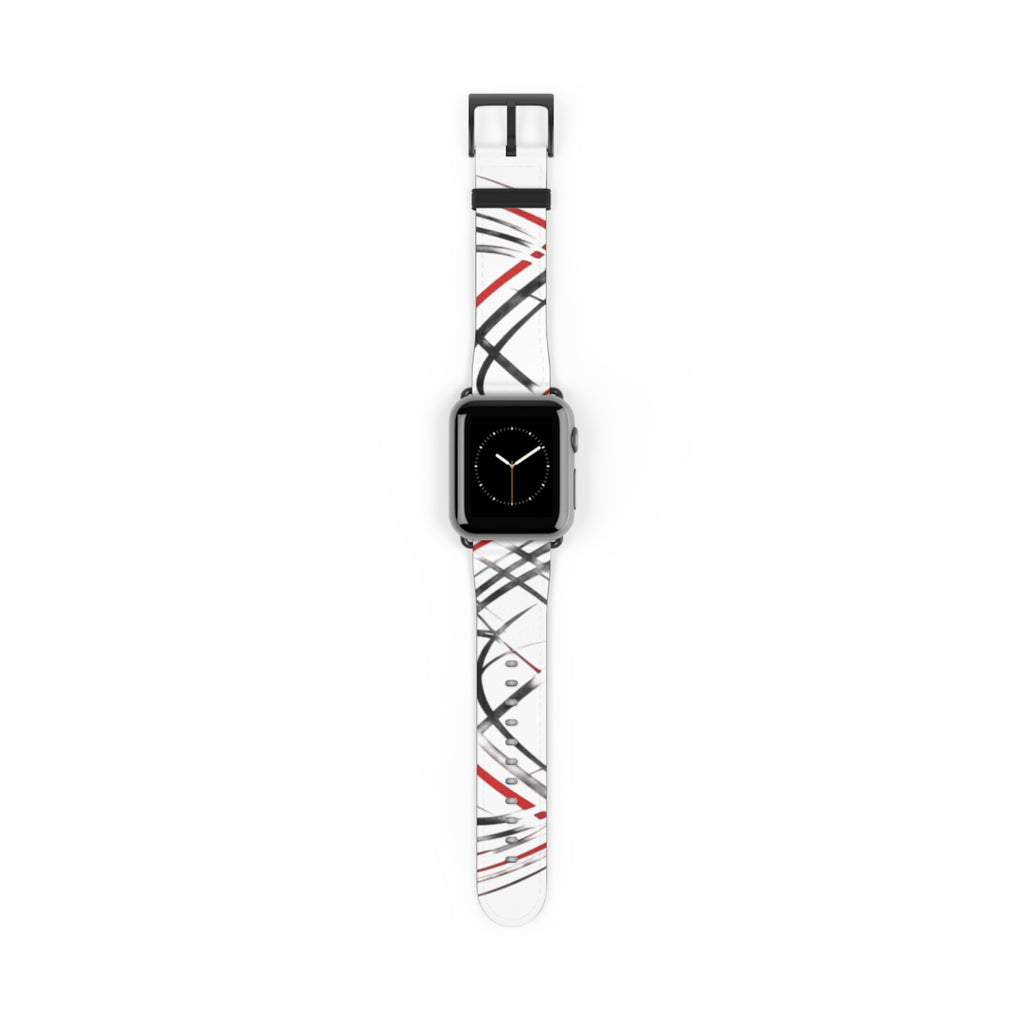Mr Fook - Abstract Red & Black Scribble Watch Band — Modern Graphic Apple Watch Strap