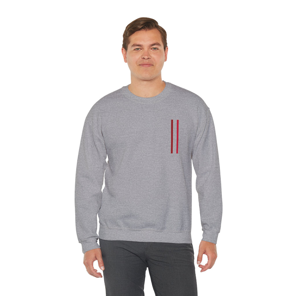 Mr Fook - Minimalist White Sweatshirt with Red Double Stripe Pocket Accent
