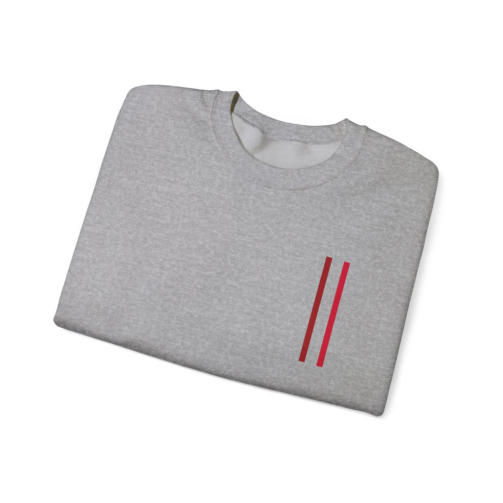 Mr Fook - Minimalist White Sweatshirt with Red Double Stripe Pocket Accent