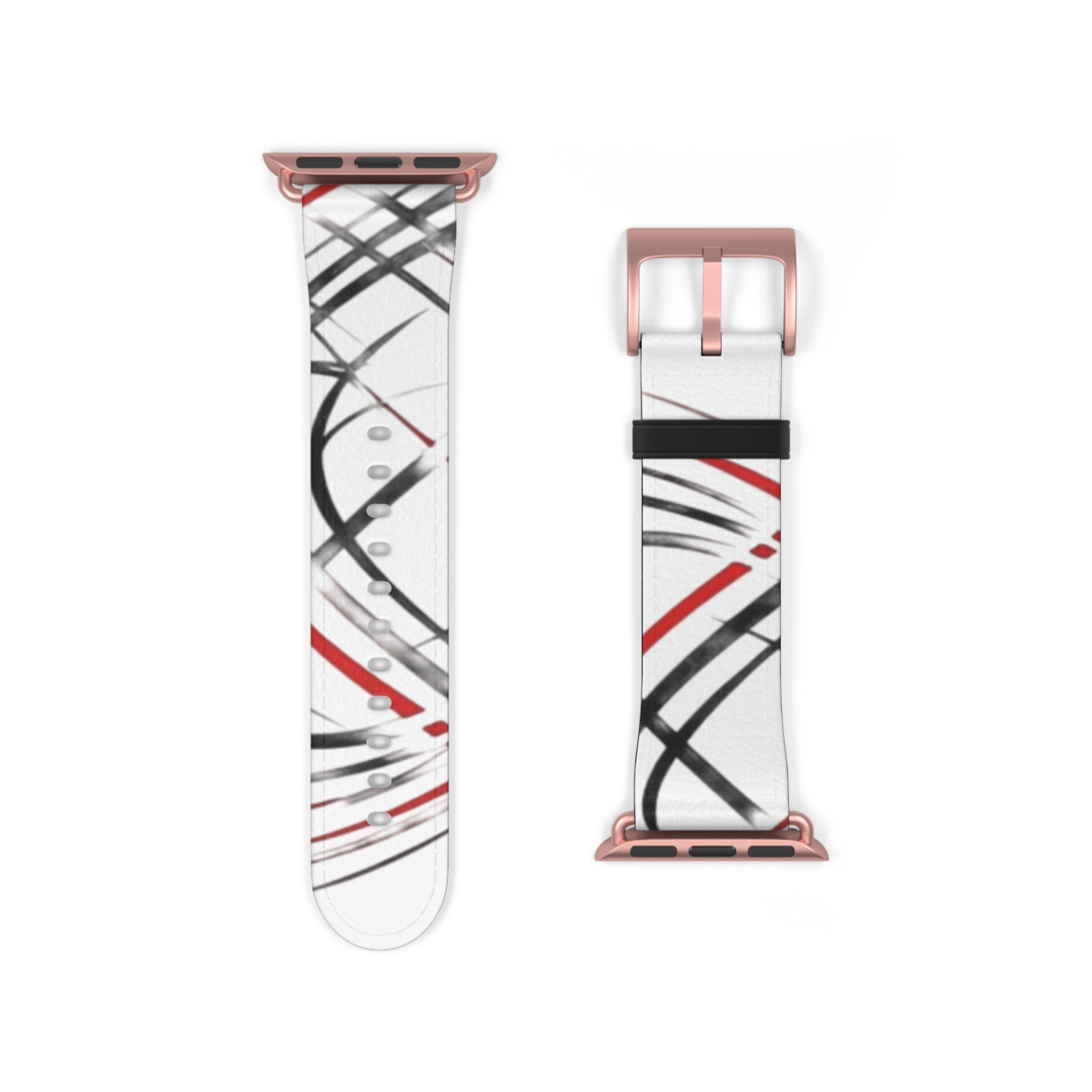 Mr Fook - Abstract Red & Black Scribble Watch Band — Modern Graphic Apple Watch Strap