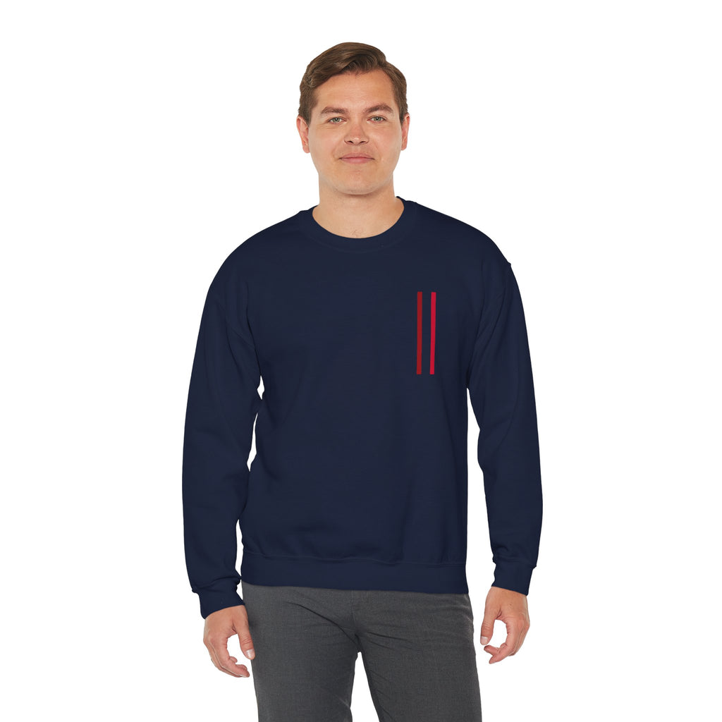 Mr Fook - Minimalist White Sweatshirt with Red Double Stripe Pocket Accent