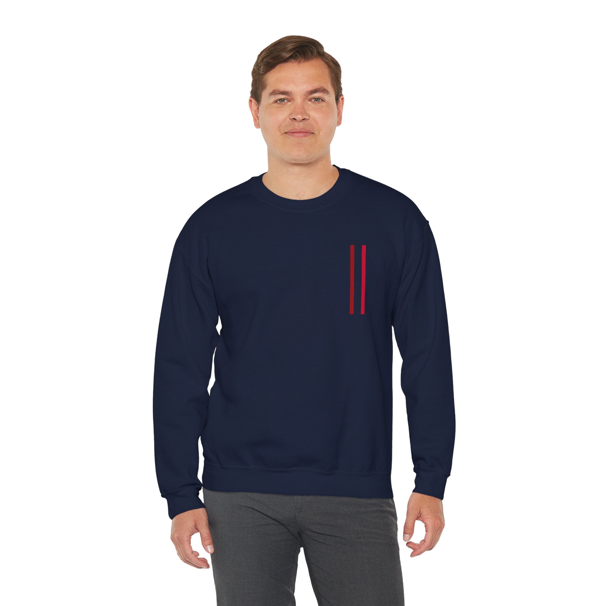 Mr Fook - Minimalist White Sweatshirt with Red Double Stripe Pocket Accent