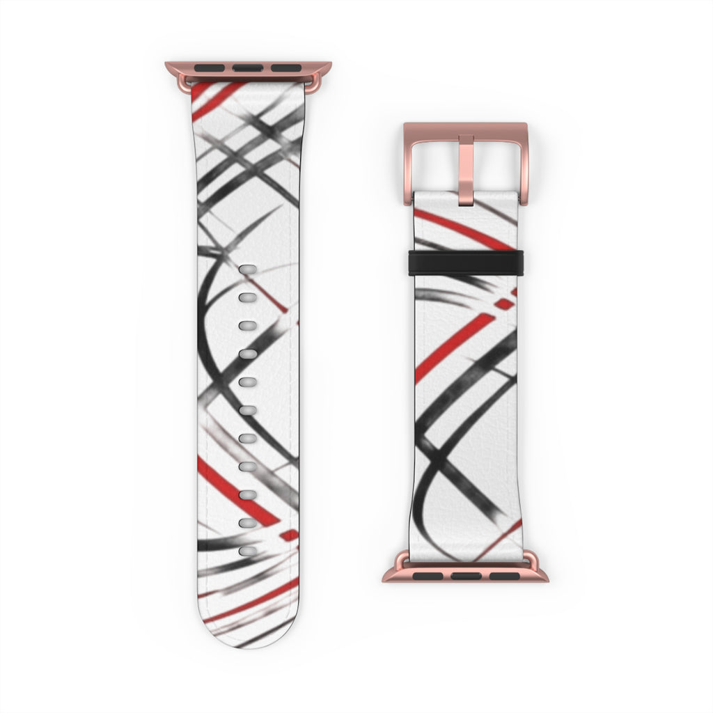 Mr Fook - Abstract Red & Black Scribble Watch Band — Modern Graphic Apple Watch Strap