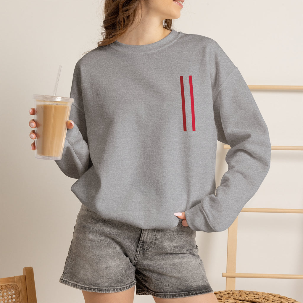 Mr Fook - Minimalist White Sweatshirt with Red Double Stripe Pocket Accent
