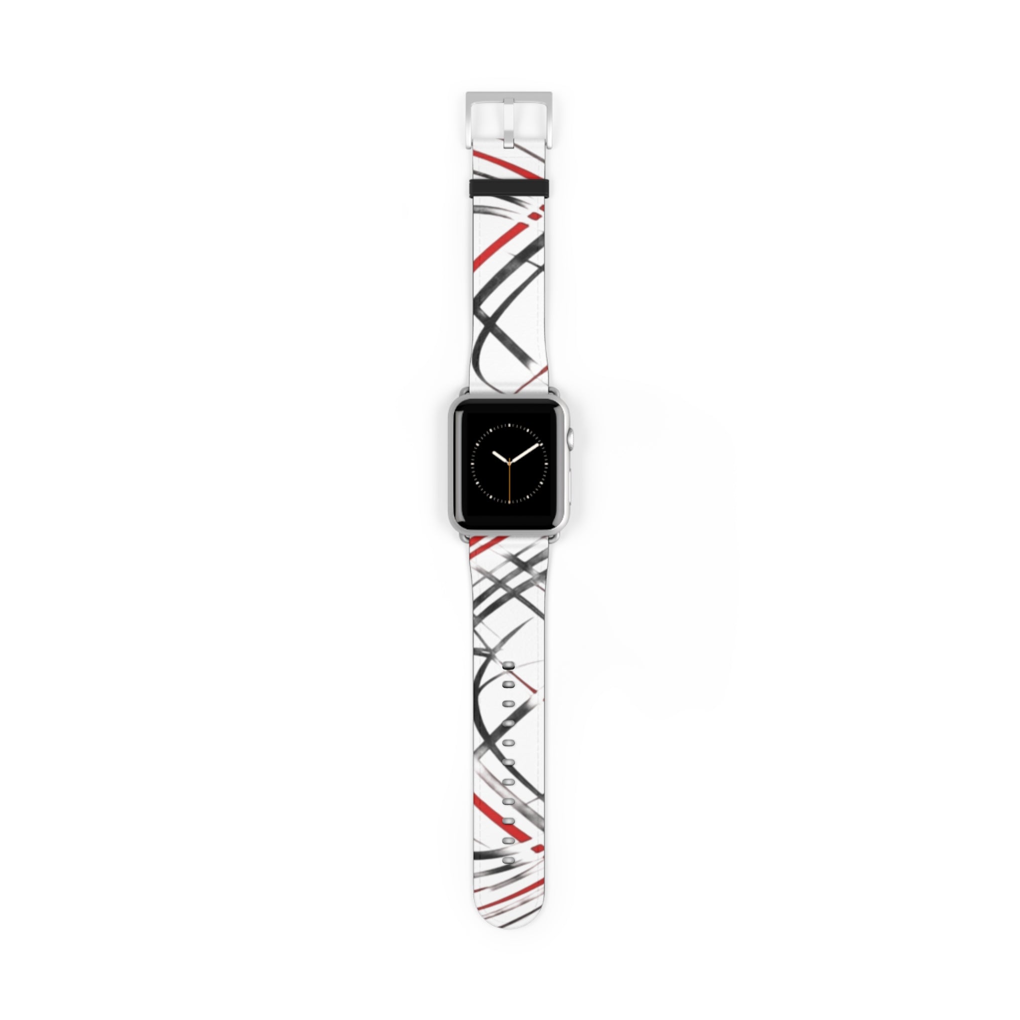 Mr Fook - Abstract Red & Black Scribble Watch Band — Modern Graphic Apple Watch Strap