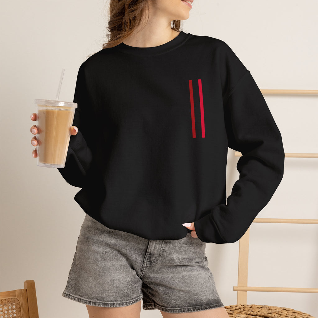 Mr Fook - Minimalist White Sweatshirt with Red Double Stripe Pocket Accent