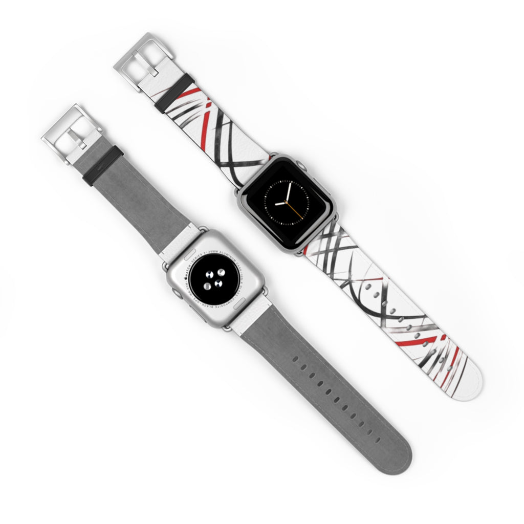 Mr Fook - Abstract Red & Black Scribble Watch Band — Modern Graphic Apple Watch Strap