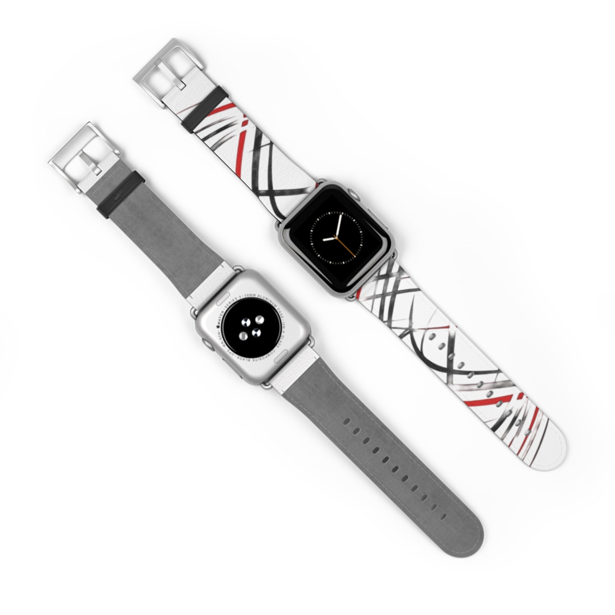 Mr Fook - Abstract Red & Black Scribble Watch Band — Modern Graphic Apple Watch Strap
