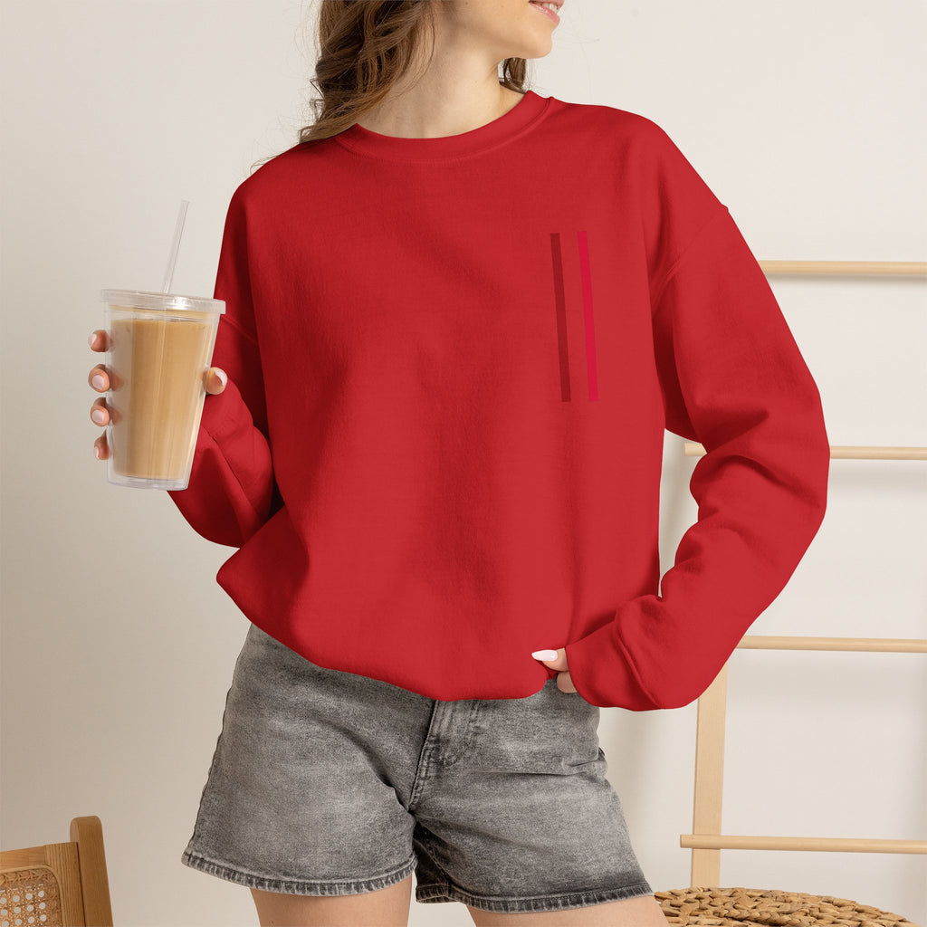 Mr Fook - Minimalist White Sweatshirt with Red Double Stripe Pocket Accent