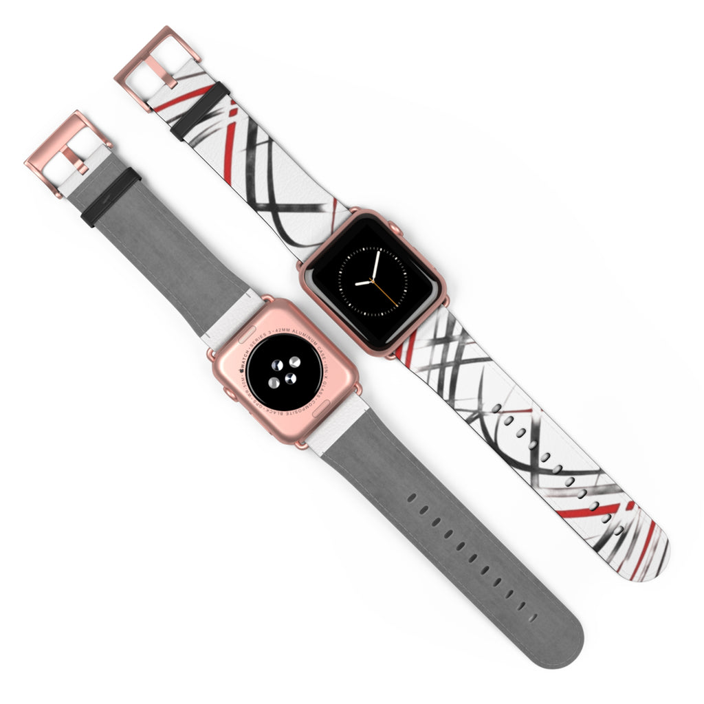 Mr Fook - Abstract Red & Black Scribble Watch Band — Modern Graphic Apple Watch Strap
