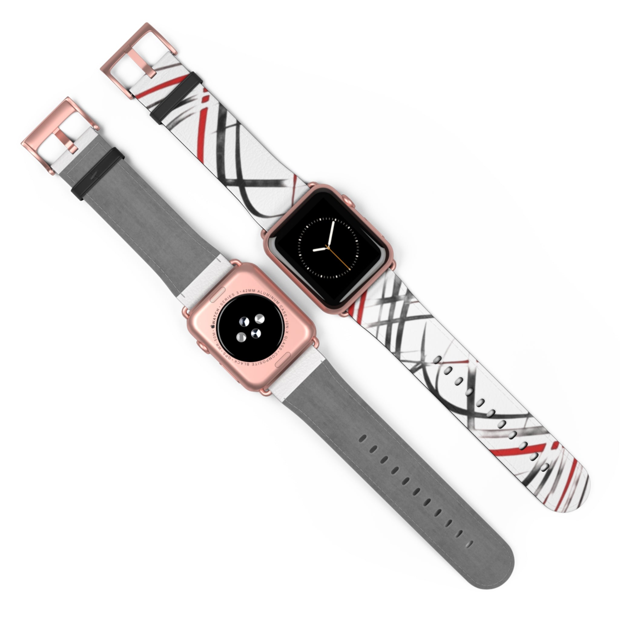 Mr Fook - Abstract Red & Black Scribble Watch Band — Modern Graphic Apple Watch Strap