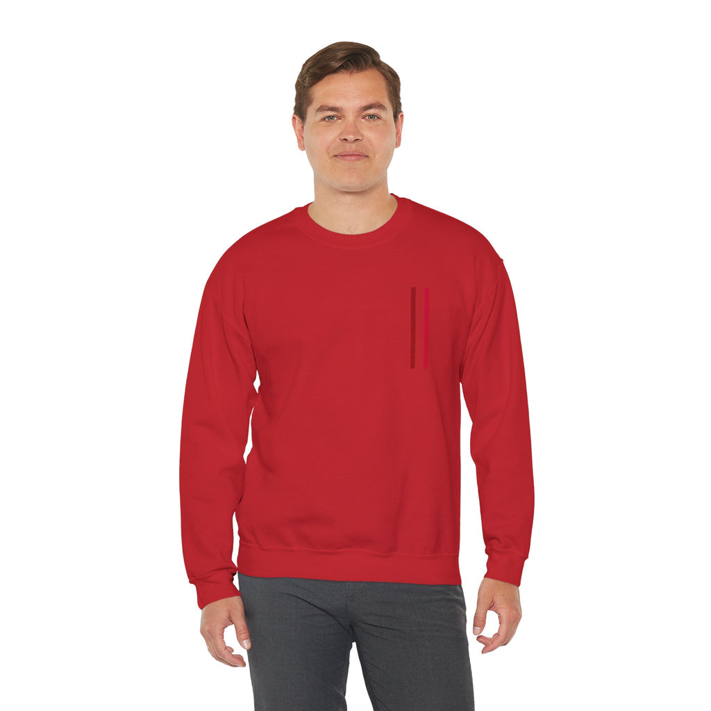 Mr Fook - Minimalist White Sweatshirt with Red Double Stripe Pocket Accent